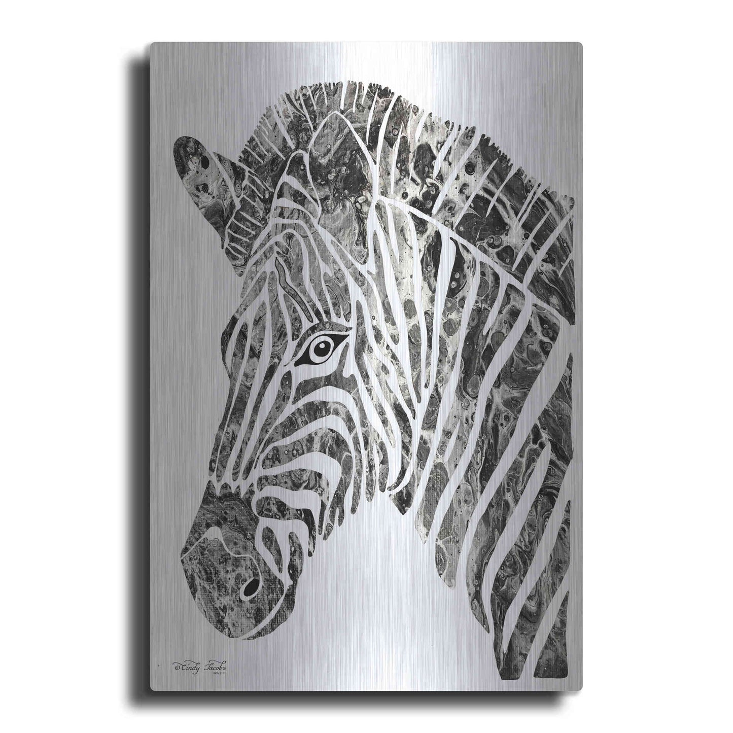 Luxe Metal Art 'Bright Zebra' by Cindy Jacobs, Metal Wall Art