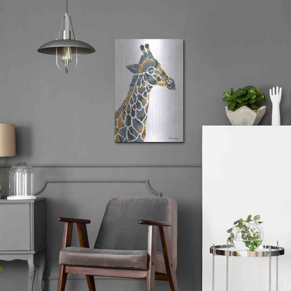Luxe Metal Art 'Bright Giraffe I' by Cindy Jacobs, Metal Wall Art,16x24