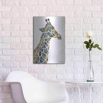 Luxe Metal Art 'Bright Giraffe I' by Cindy Jacobs, Metal Wall Art,16x24