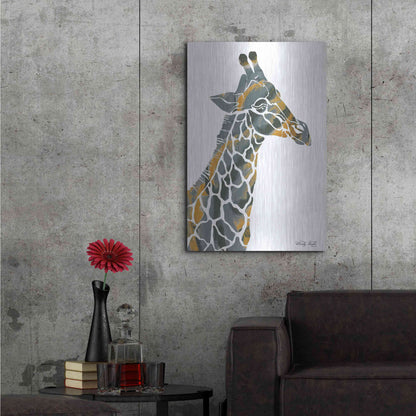 Luxe Metal Art 'Bright Giraffe I' by Cindy Jacobs, Metal Wall Art,24x36