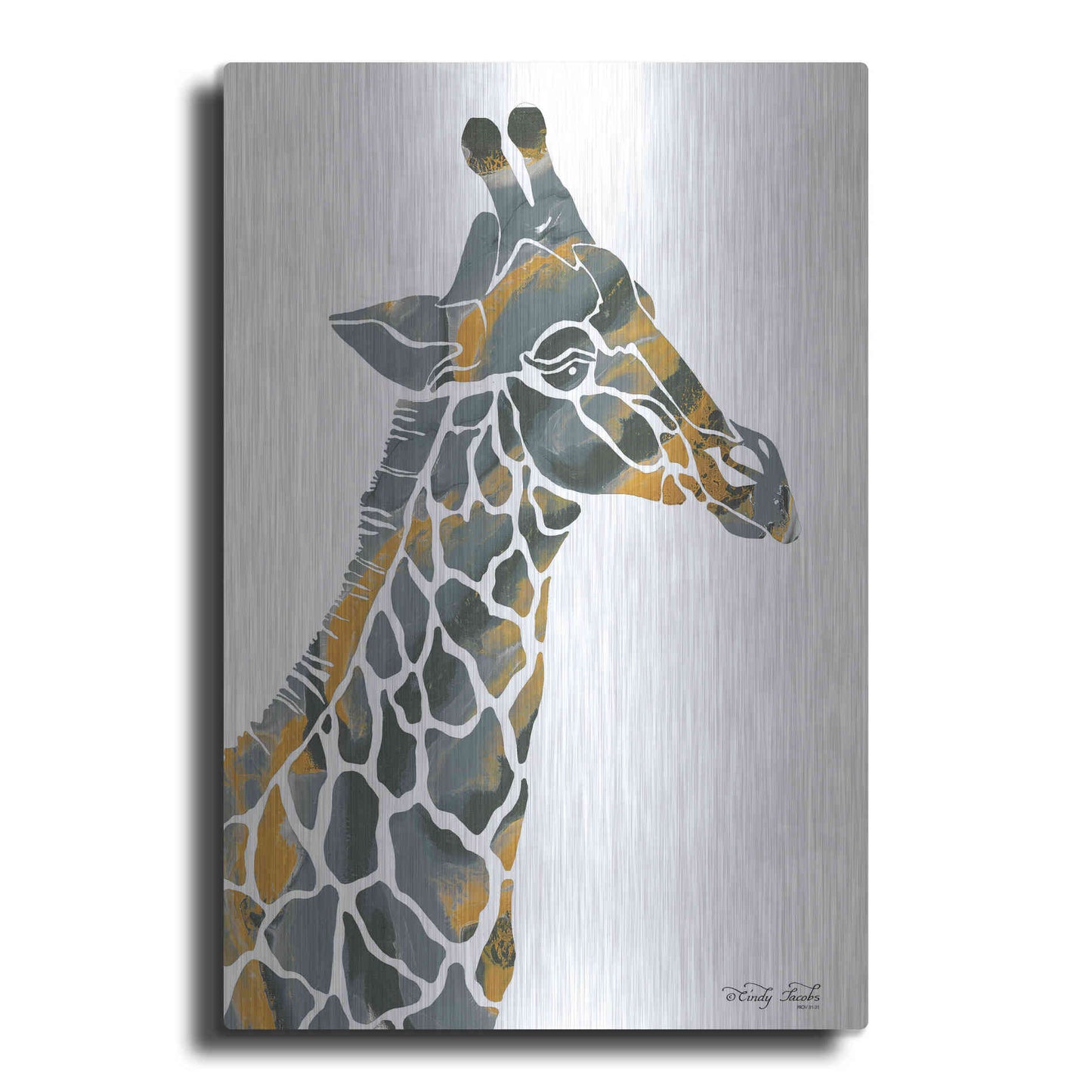 Luxe Metal Art 'Bright Giraffe I' by Cindy Jacobs, Metal Wall Art