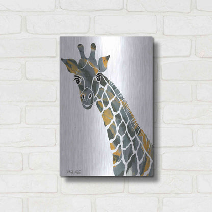 Luxe Metal Art 'Bright Giraffe II' by Cindy Jacobs, Metal Wall Art,12x16