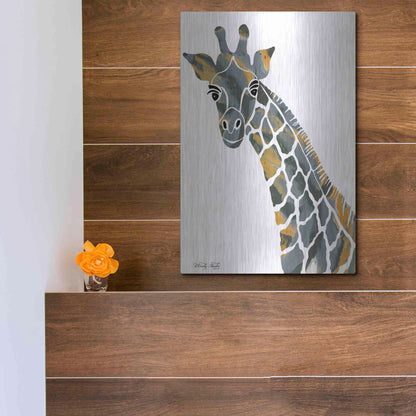Luxe Metal Art 'Bright Giraffe II' by Cindy Jacobs, Metal Wall Art,12x16
