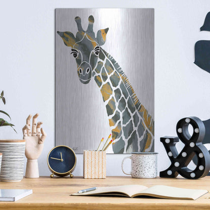 Luxe Metal Art 'Bright Giraffe II' by Cindy Jacobs, Metal Wall Art,12x16