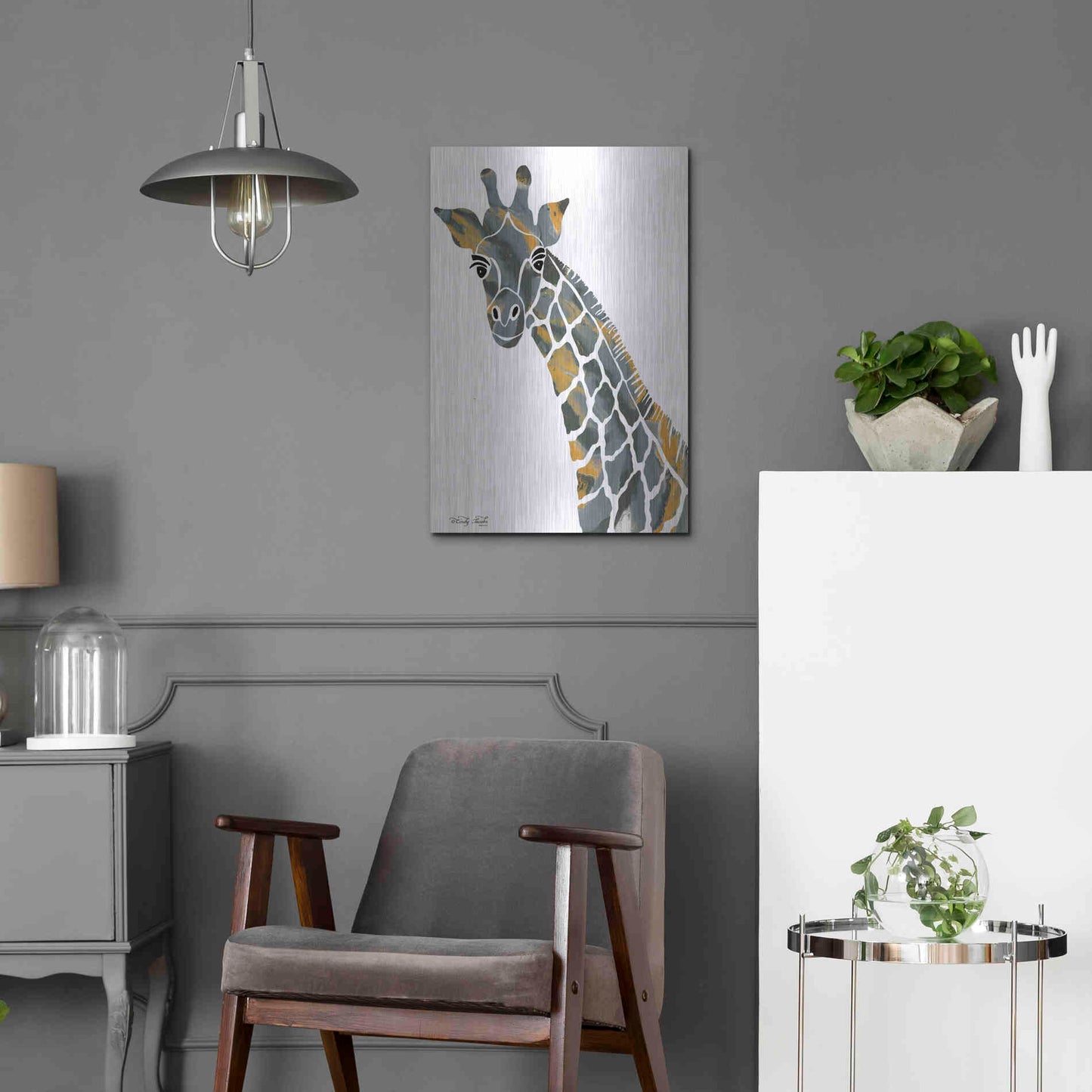 Luxe Metal Art 'Bright Giraffe II' by Cindy Jacobs, Metal Wall Art,16x24