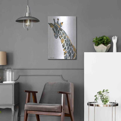 Luxe Metal Art 'Bright Giraffe II' by Cindy Jacobs, Metal Wall Art,16x24