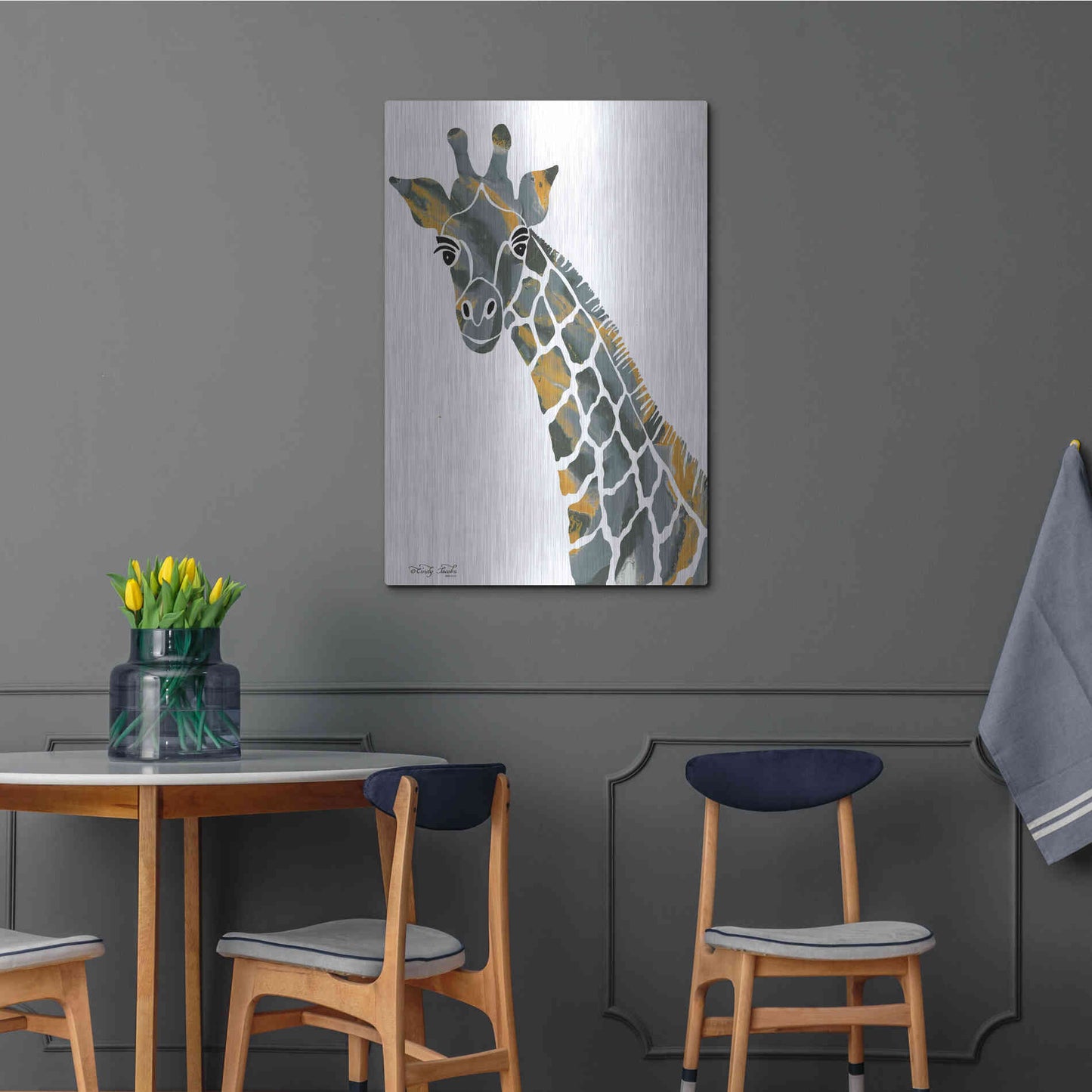 Luxe Metal Art 'Bright Giraffe II' by Cindy Jacobs, Metal Wall Art,24x36