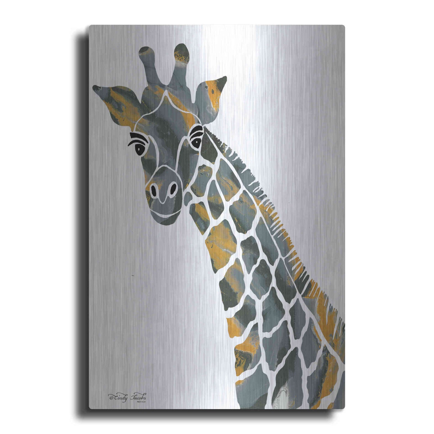 Luxe Metal Art 'Bright Giraffe II' by Cindy Jacobs, Metal Wall Art