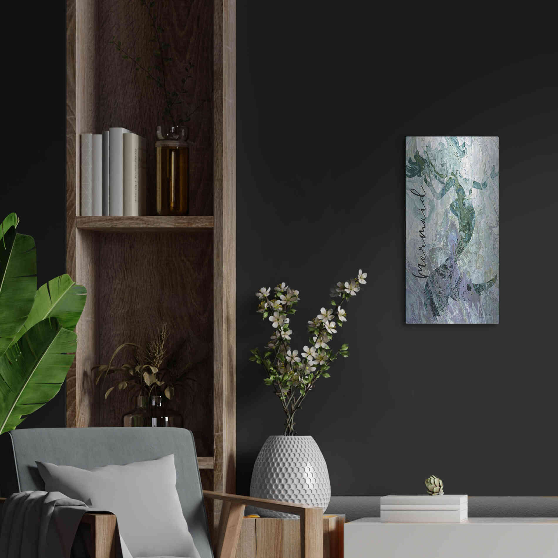 Luxe Metal Art 'Mermaid' by Cindy Jacobs, Metal Wall Art,12x24