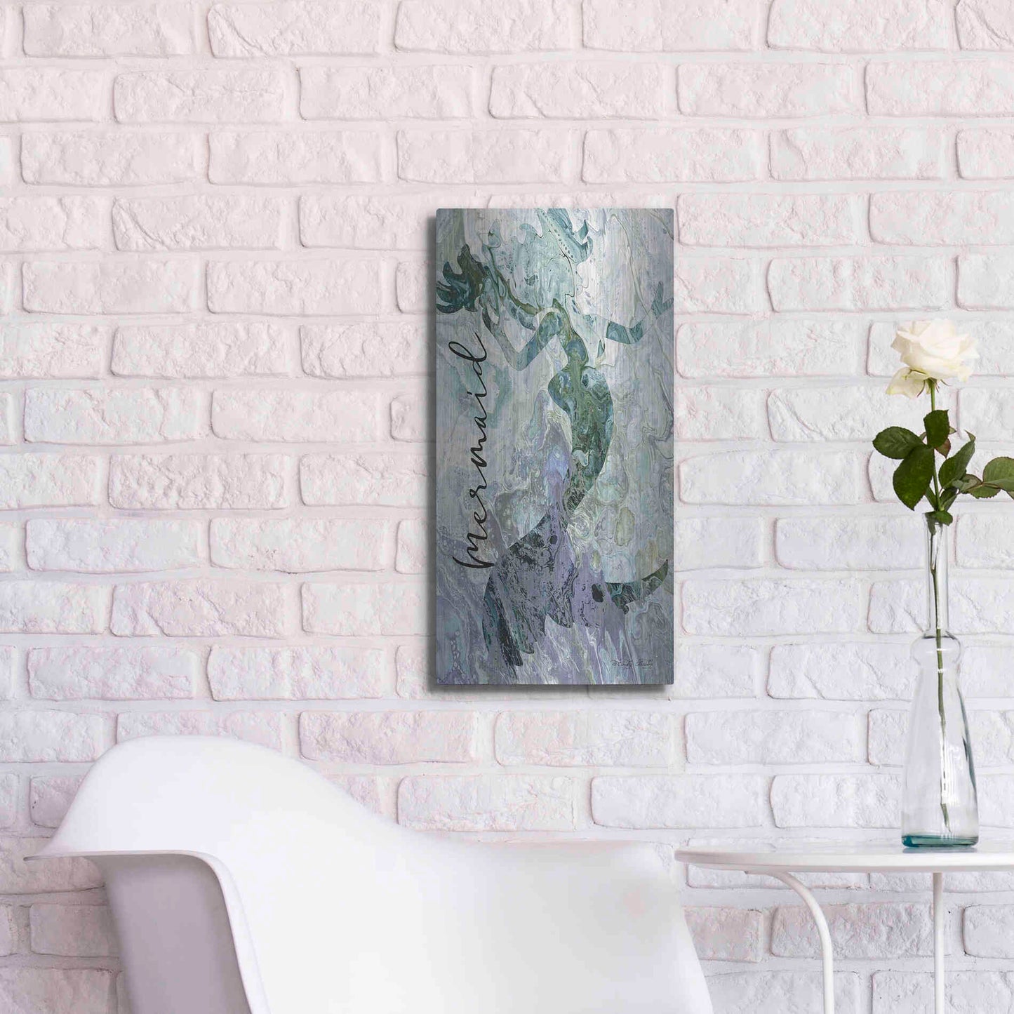 Luxe Metal Art 'Mermaid' by Cindy Jacobs, Metal Wall Art,12x24