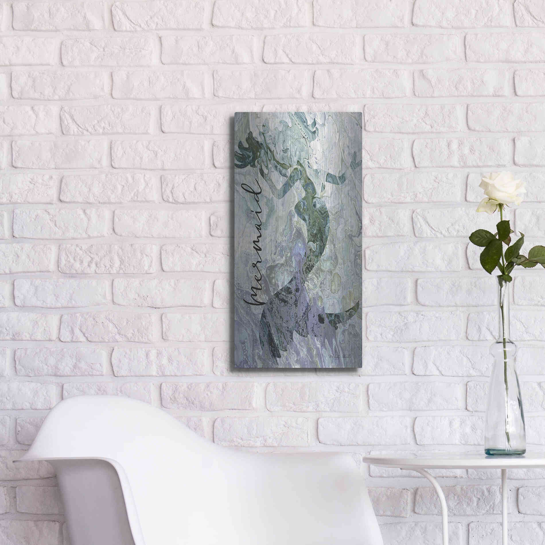 Luxe Metal Art 'Mermaid' by Cindy Jacobs, Metal Wall Art,12x24