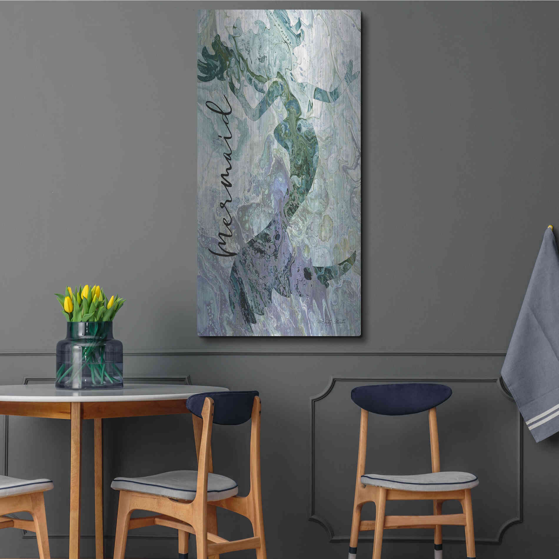 Luxe Metal Art 'Mermaid' by Cindy Jacobs, Metal Wall Art,24x48