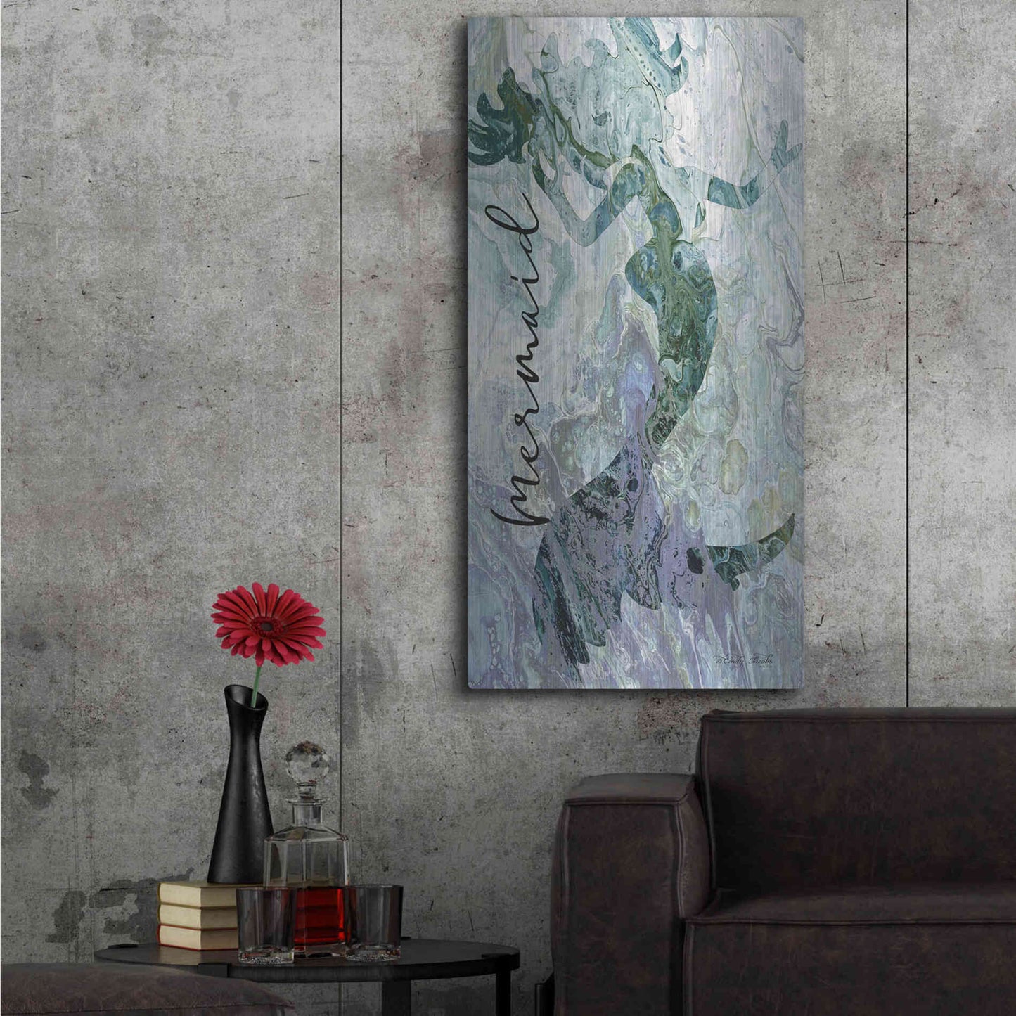 Luxe Metal Art 'Mermaid' by Cindy Jacobs, Metal Wall Art,24x48