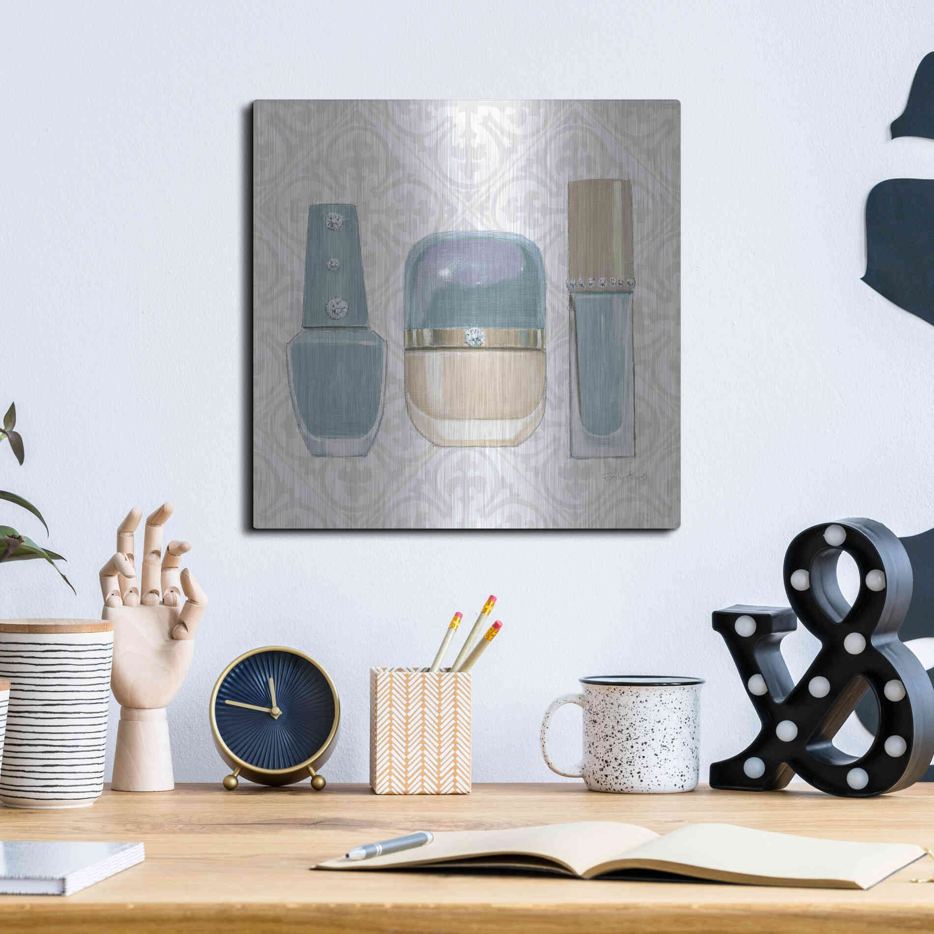 Luxe Metal Art 'Must Have Fashion IV' by Emily Adams, Metal Wall Art,12x12