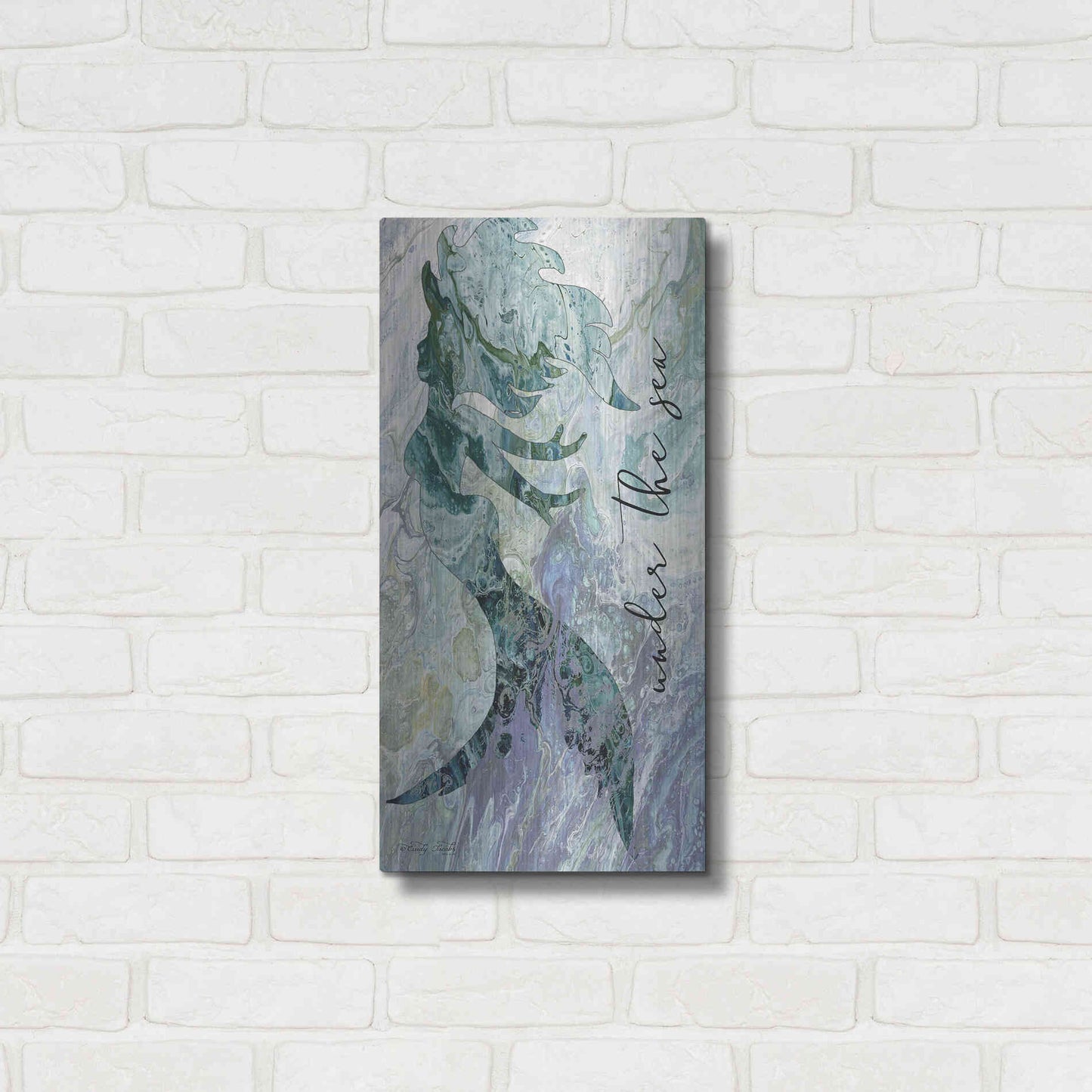 Luxe Metal Art 'Mermaid Under the Sea' by Cindy Jacobs, Metal Wall Art,12x24