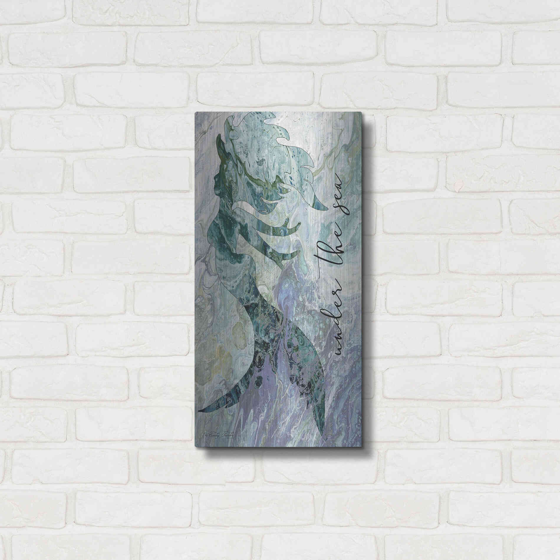 Luxe Metal Art 'Mermaid Under the Sea' by Cindy Jacobs, Metal Wall Art,12x24