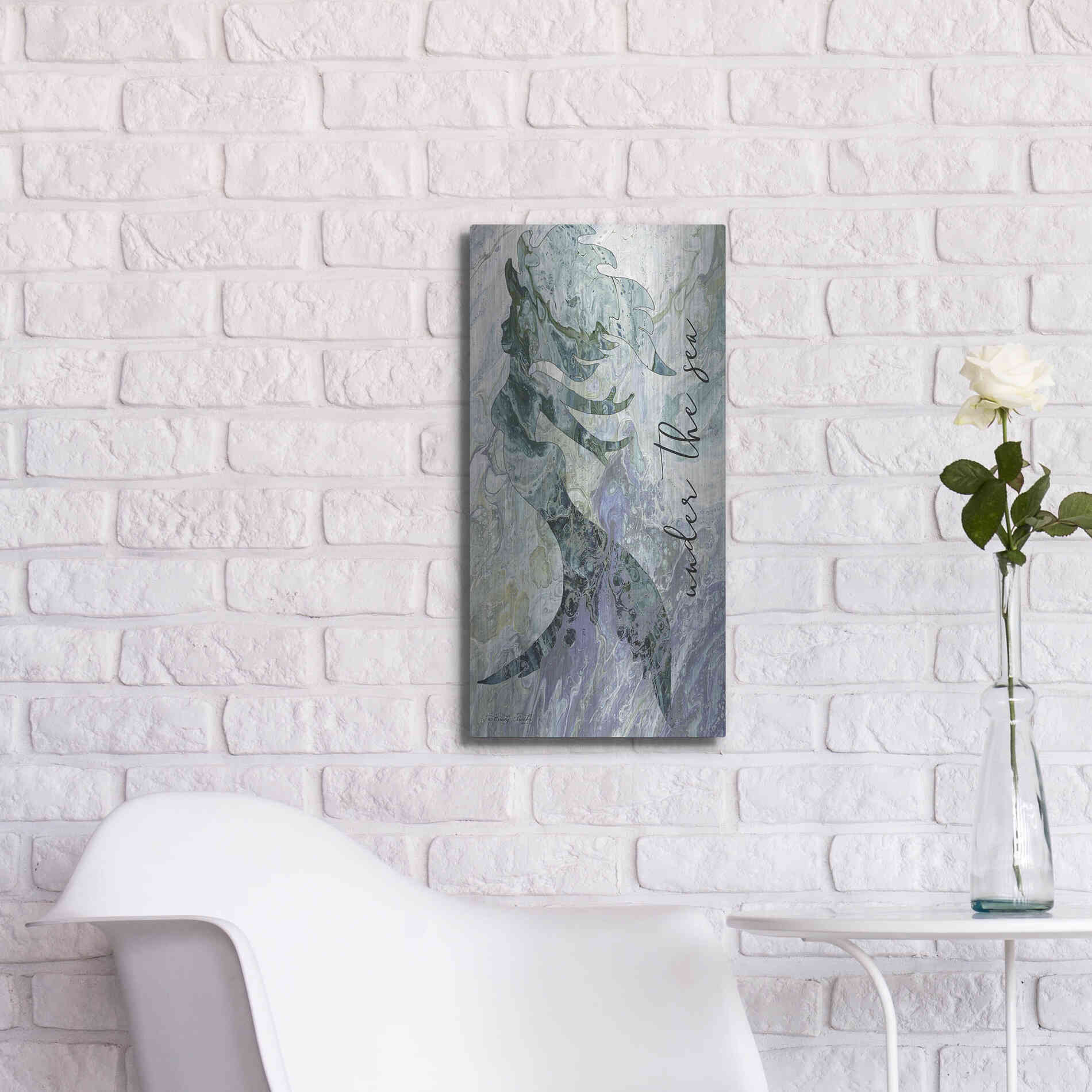 Luxe Metal Art 'Mermaid Under the Sea' by Cindy Jacobs, Metal Wall Art,12x24