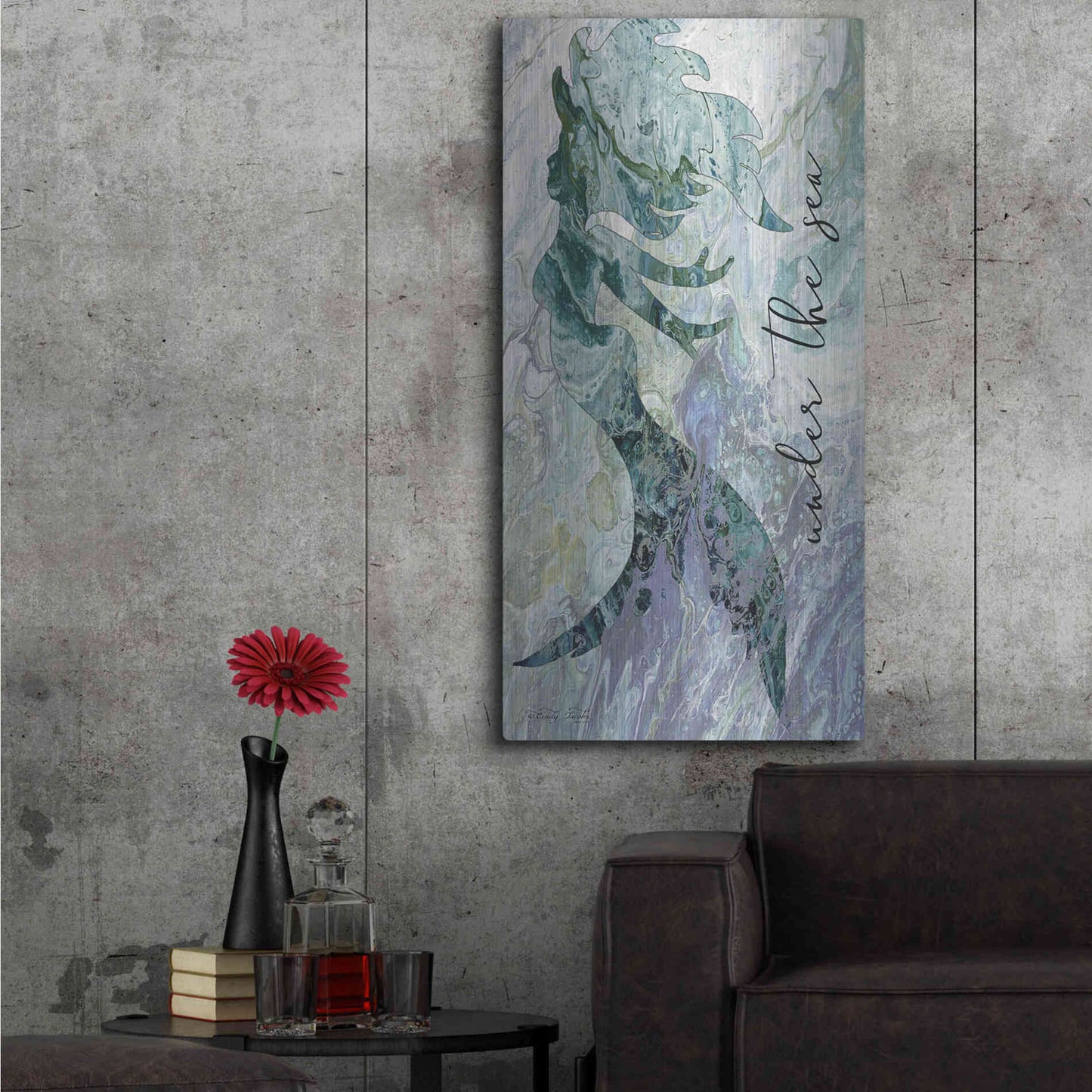 Luxe Metal Art 'Mermaid Under the Sea' by Cindy Jacobs, Metal Wall Art,24x48