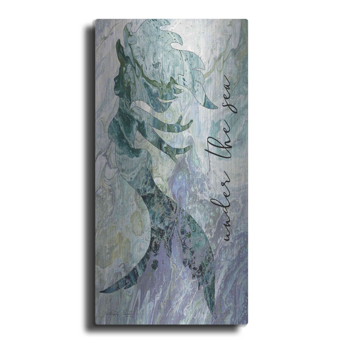 Luxe Metal Art 'Mermaid Under the Sea' by Cindy Jacobs, Metal Wall Art