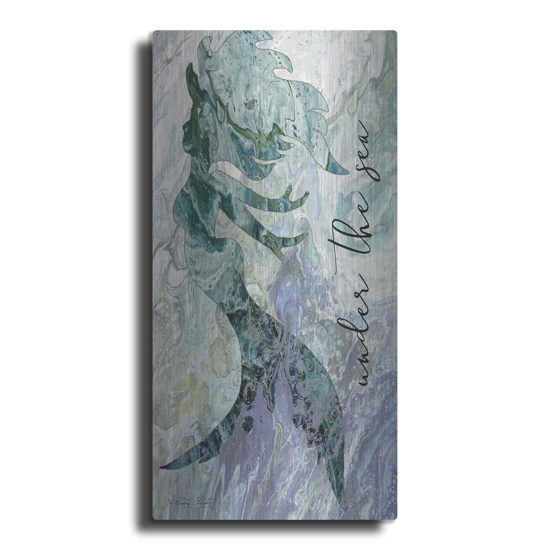Luxe Metal Art 'Mermaid Under the Sea' by Cindy Jacobs, Metal Wall Art