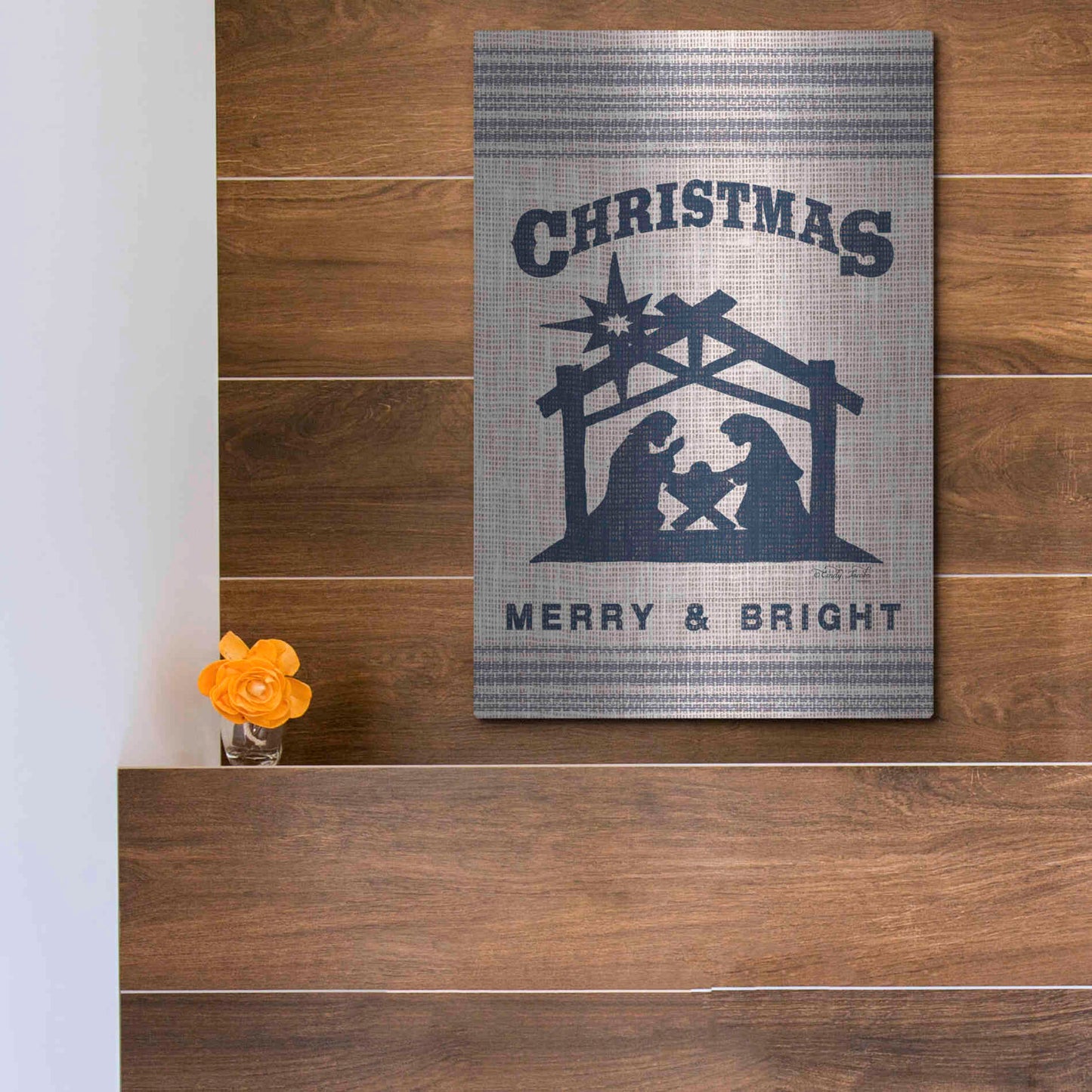 Luxe Metal Art 'Christmas Merry & Bright' by Cindy Jacobs, Metal Wall Art,12x16