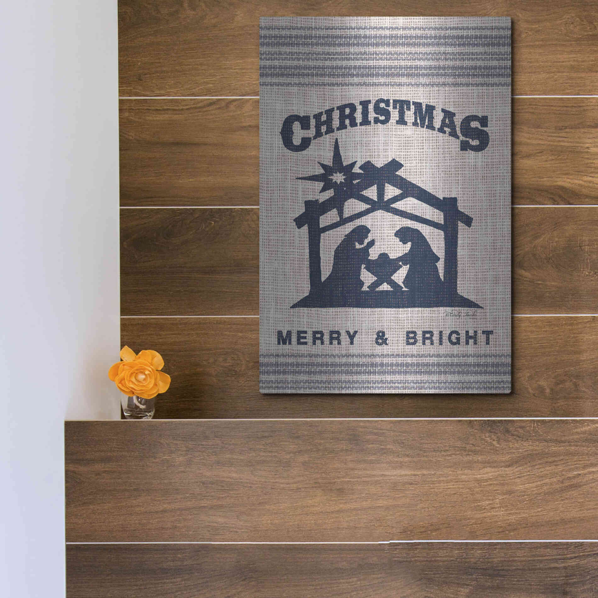 Luxe Metal Art 'Christmas Merry & Bright' by Cindy Jacobs, Metal Wall Art,12x16