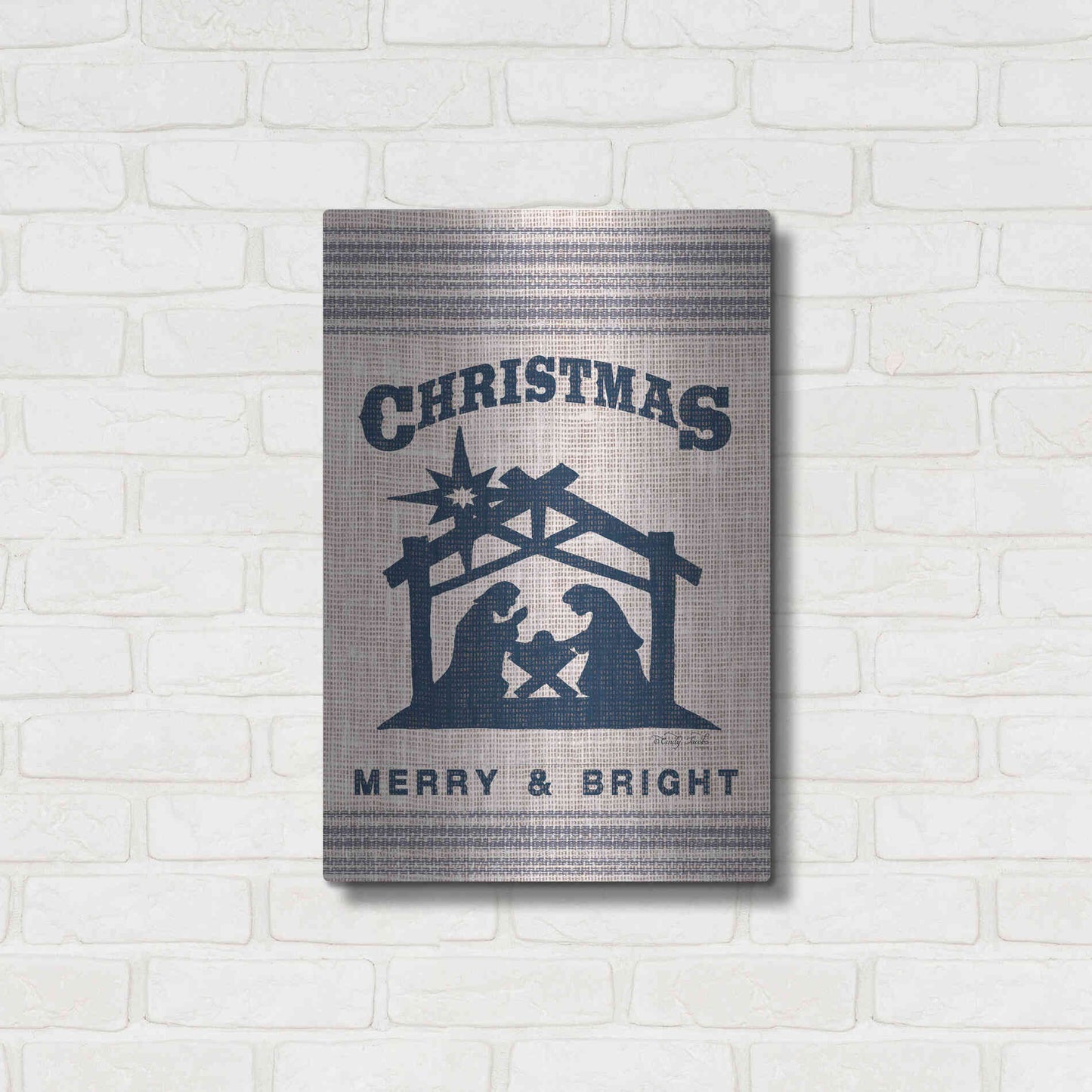 Luxe Metal Art 'Christmas Merry & Bright' by Cindy Jacobs, Metal Wall Art,16x24