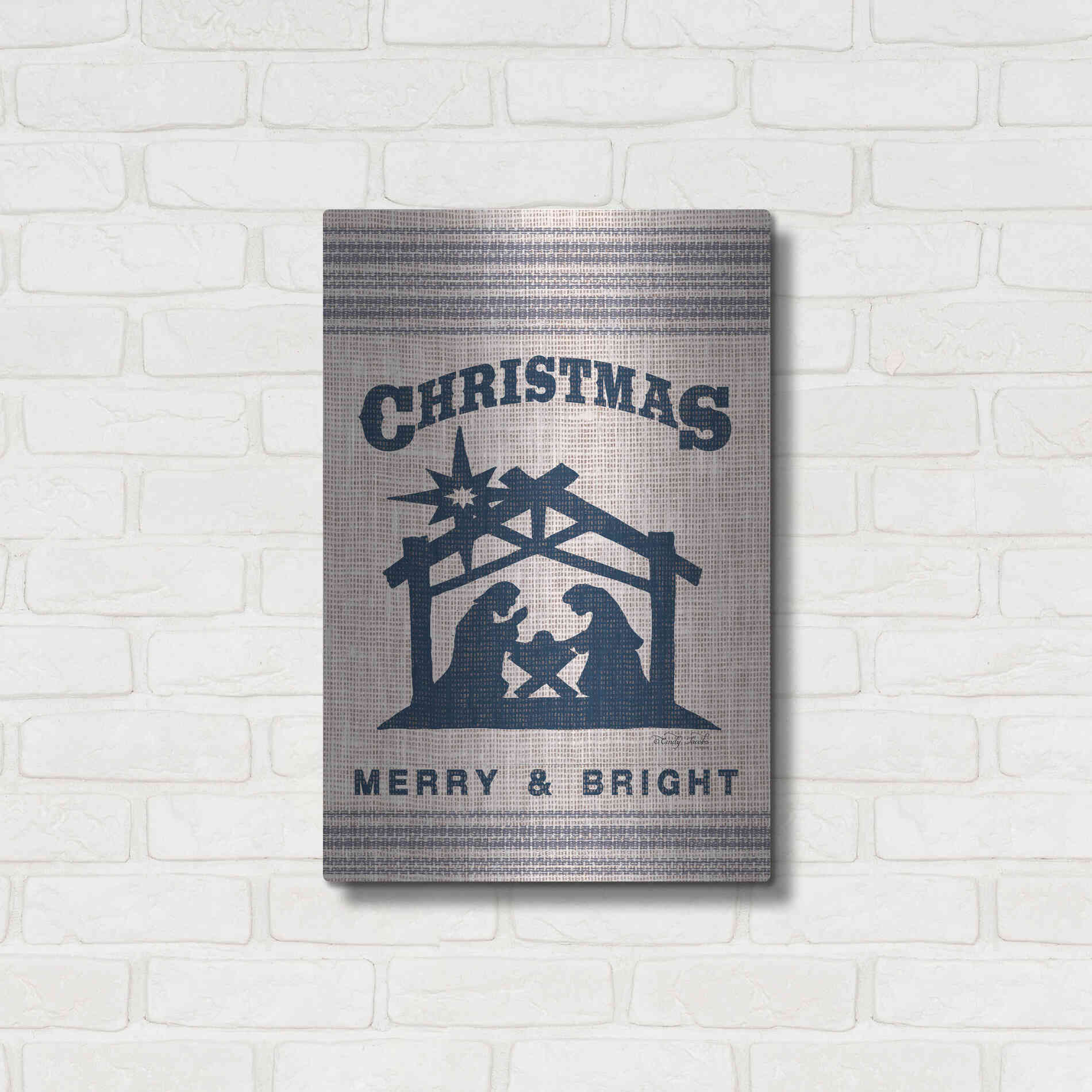 Luxe Metal Art 'Christmas Merry & Bright' by Cindy Jacobs, Metal Wall Art,16x24