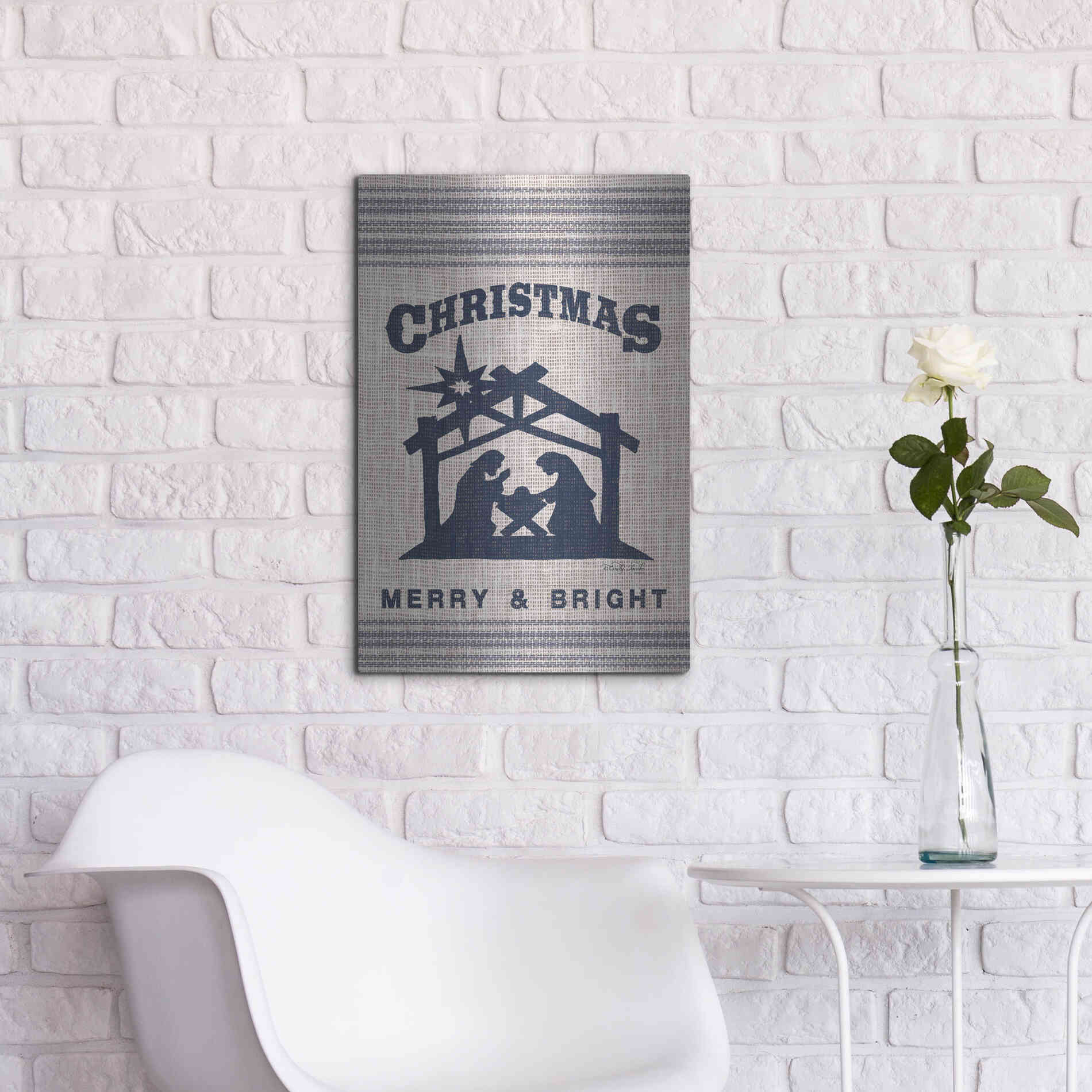 Luxe Metal Art 'Christmas Merry & Bright' by Cindy Jacobs, Metal Wall Art,16x24