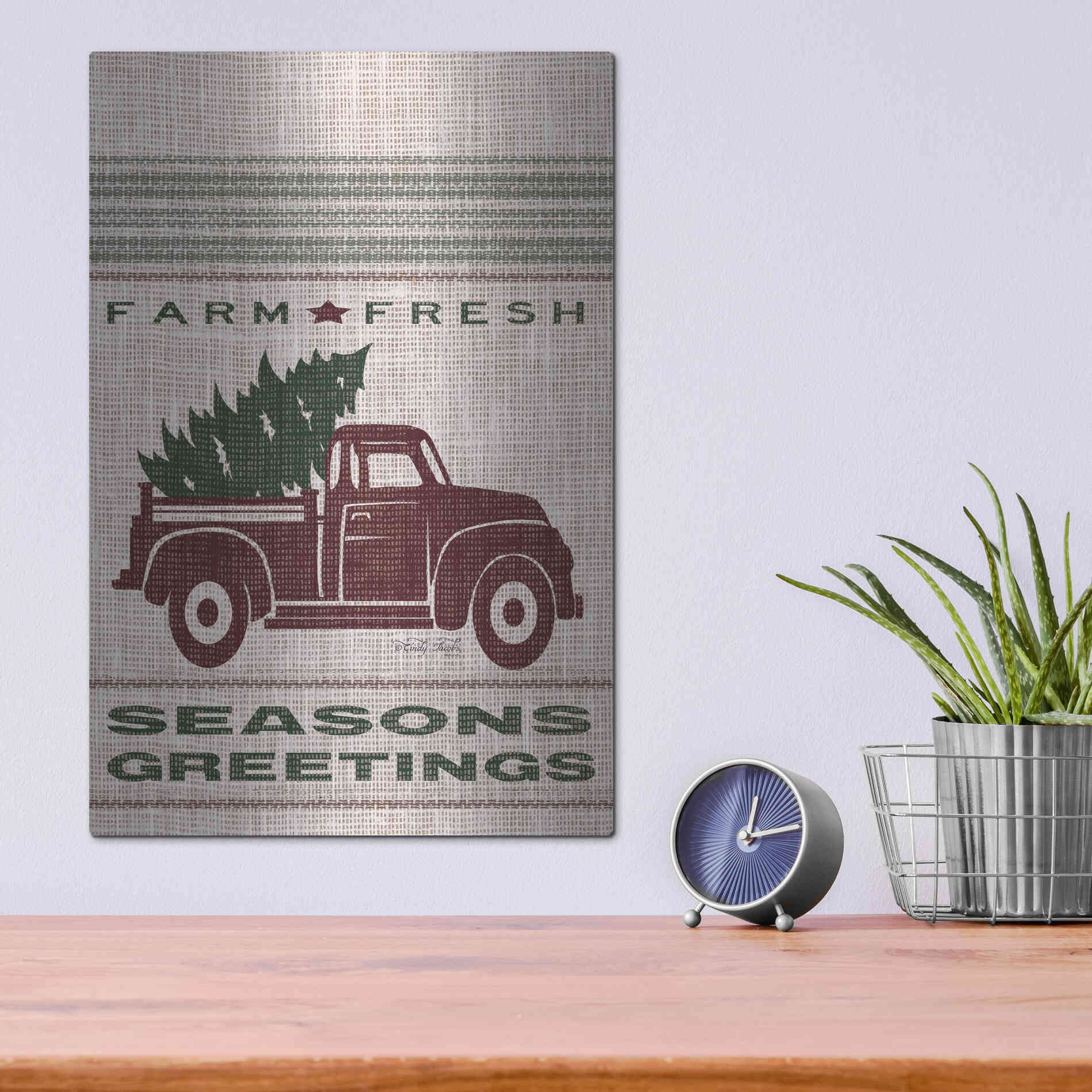 Luxe Metal Art 'Farm Fresh Seasons Greetings' by Cindy Jacobs, Metal Wall Art,12x16