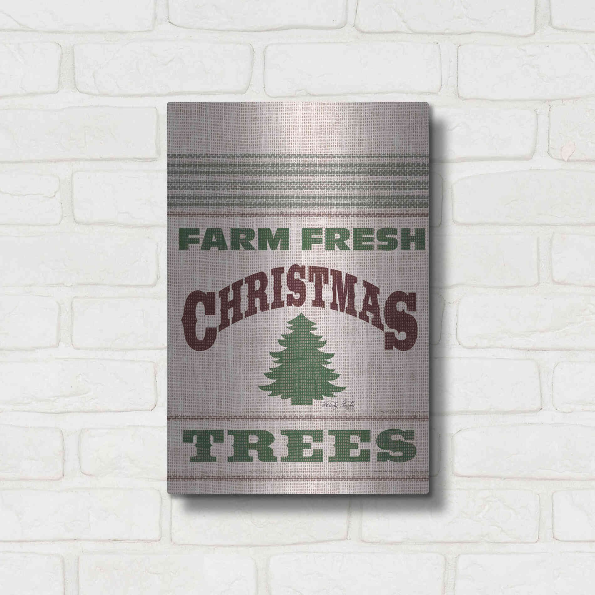 Luxe Metal Art 'Farm Fresh Christmas Trees' by Cindy Jacobs, Metal Wall Art,12x16