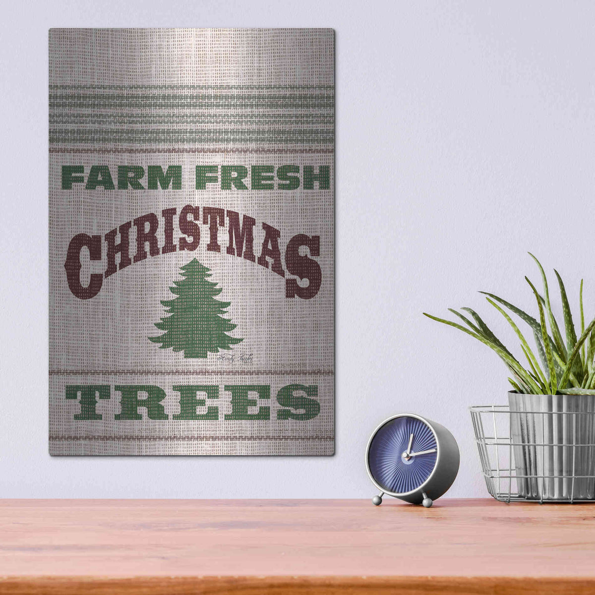 Luxe Metal Art 'Farm Fresh Christmas Trees' by Cindy Jacobs, Metal Wall Art,12x16
