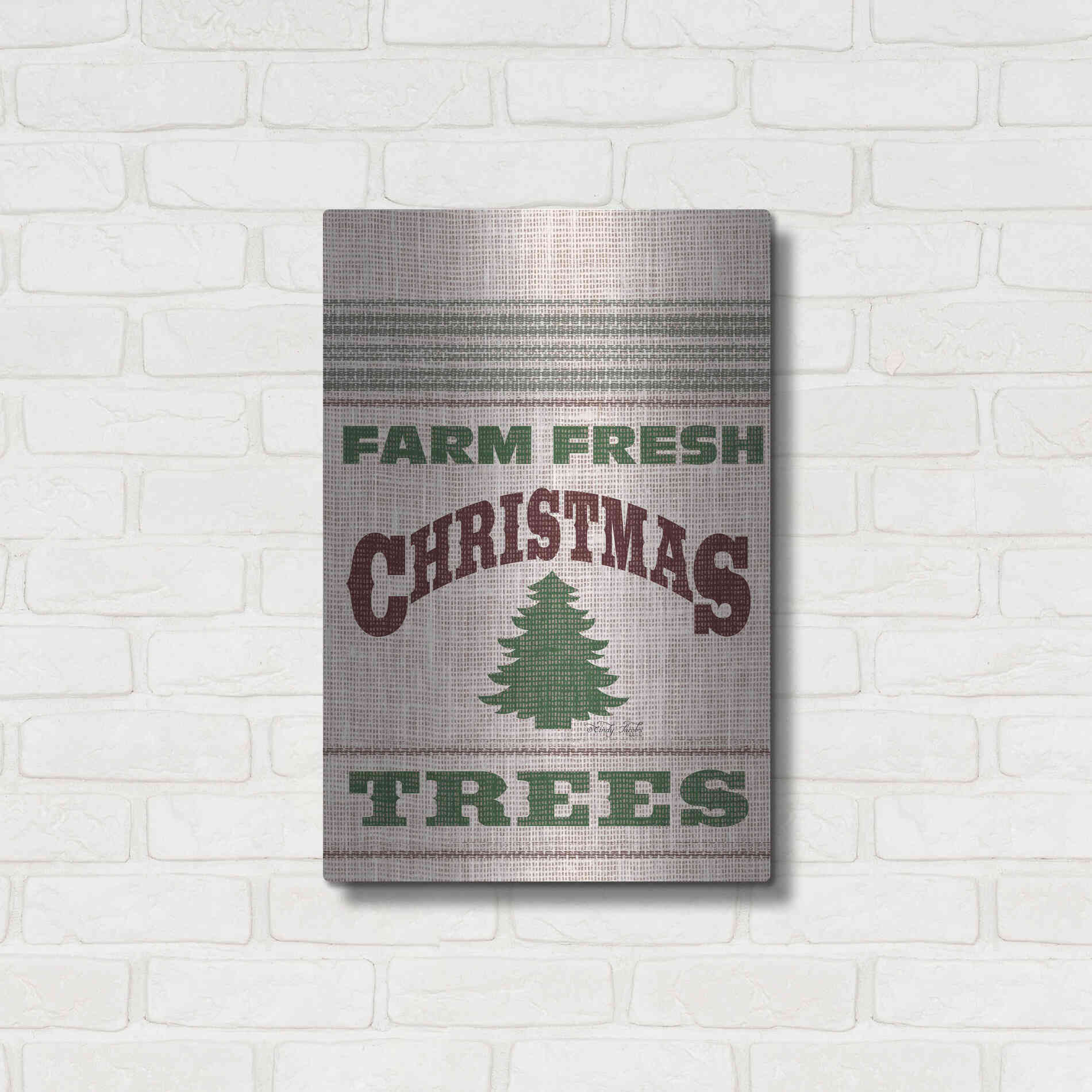 Luxe Metal Art 'Farm Fresh Christmas Trees' by Cindy Jacobs, Metal Wall Art,16x24