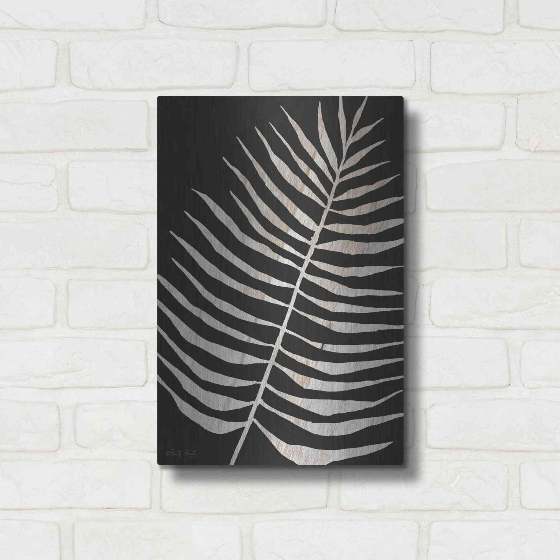 Luxe Metal Art 'Palm Frond Wood Grain I' by Cindy Jacobs, Metal Wall Art,12x16