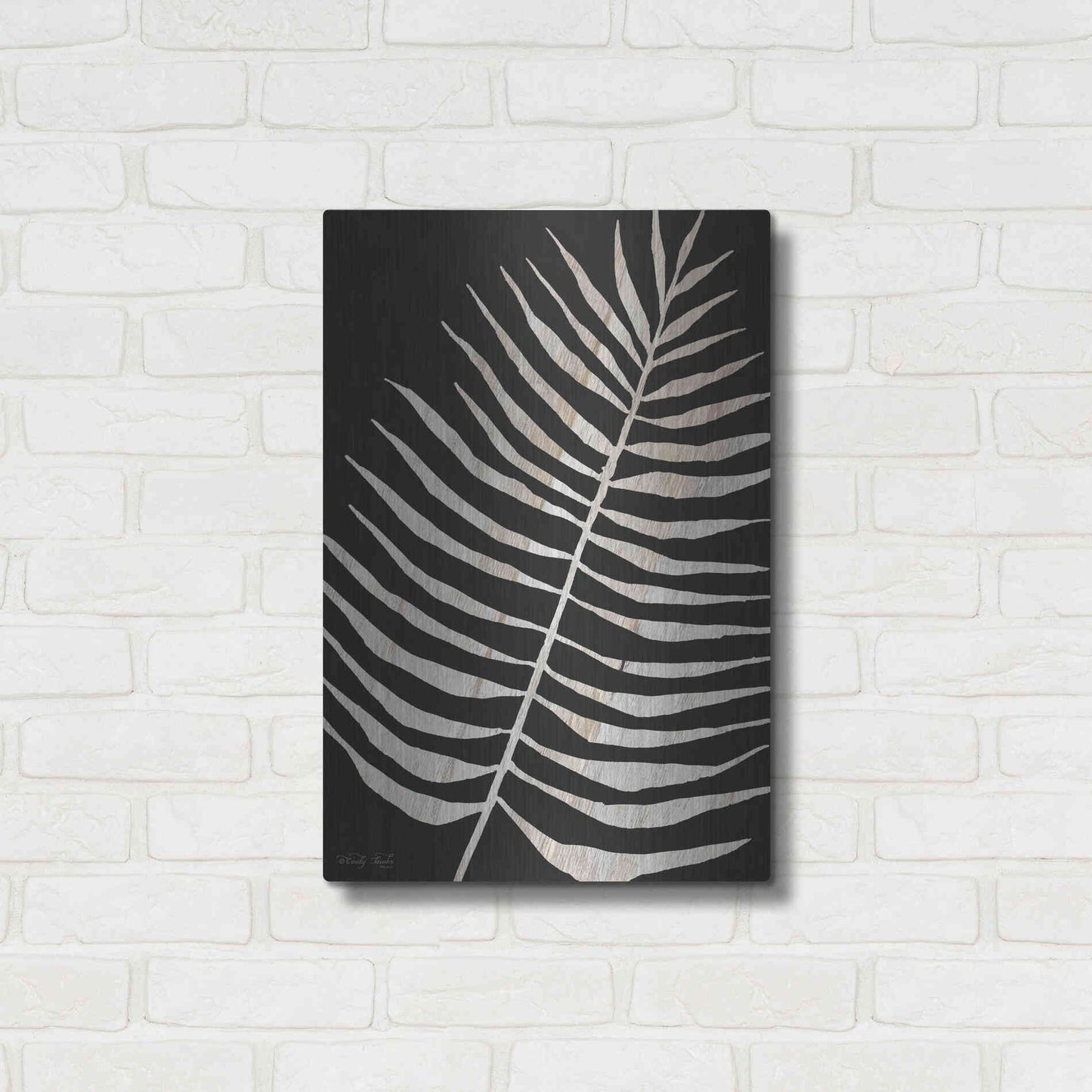 Luxe Metal Art 'Palm Frond Wood Grain I' by Cindy Jacobs, Metal Wall Art,16x24