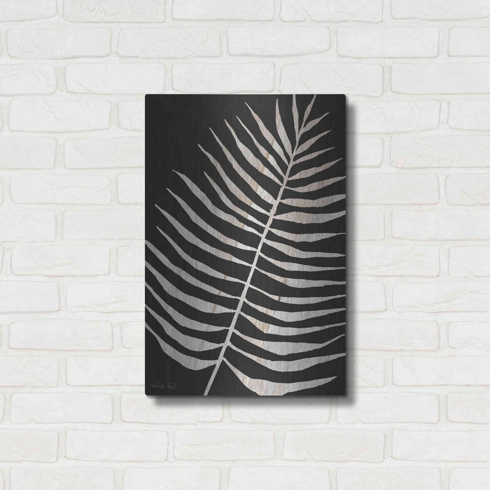 Luxe Metal Art 'Palm Frond Wood Grain I' by Cindy Jacobs, Metal Wall Art,16x24