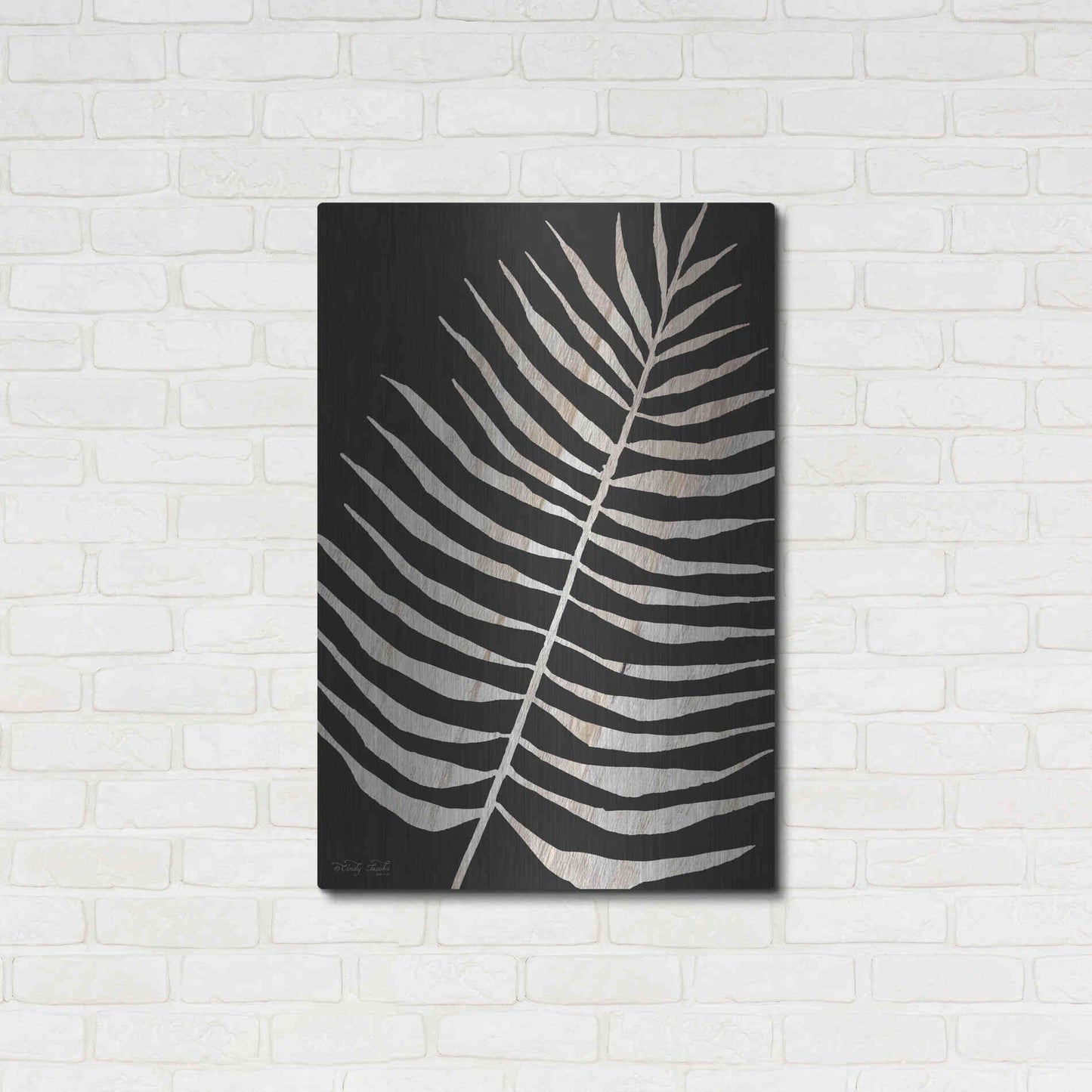 Luxe Metal Art 'Palm Frond Wood Grain I' by Cindy Jacobs, Metal Wall Art,24x36