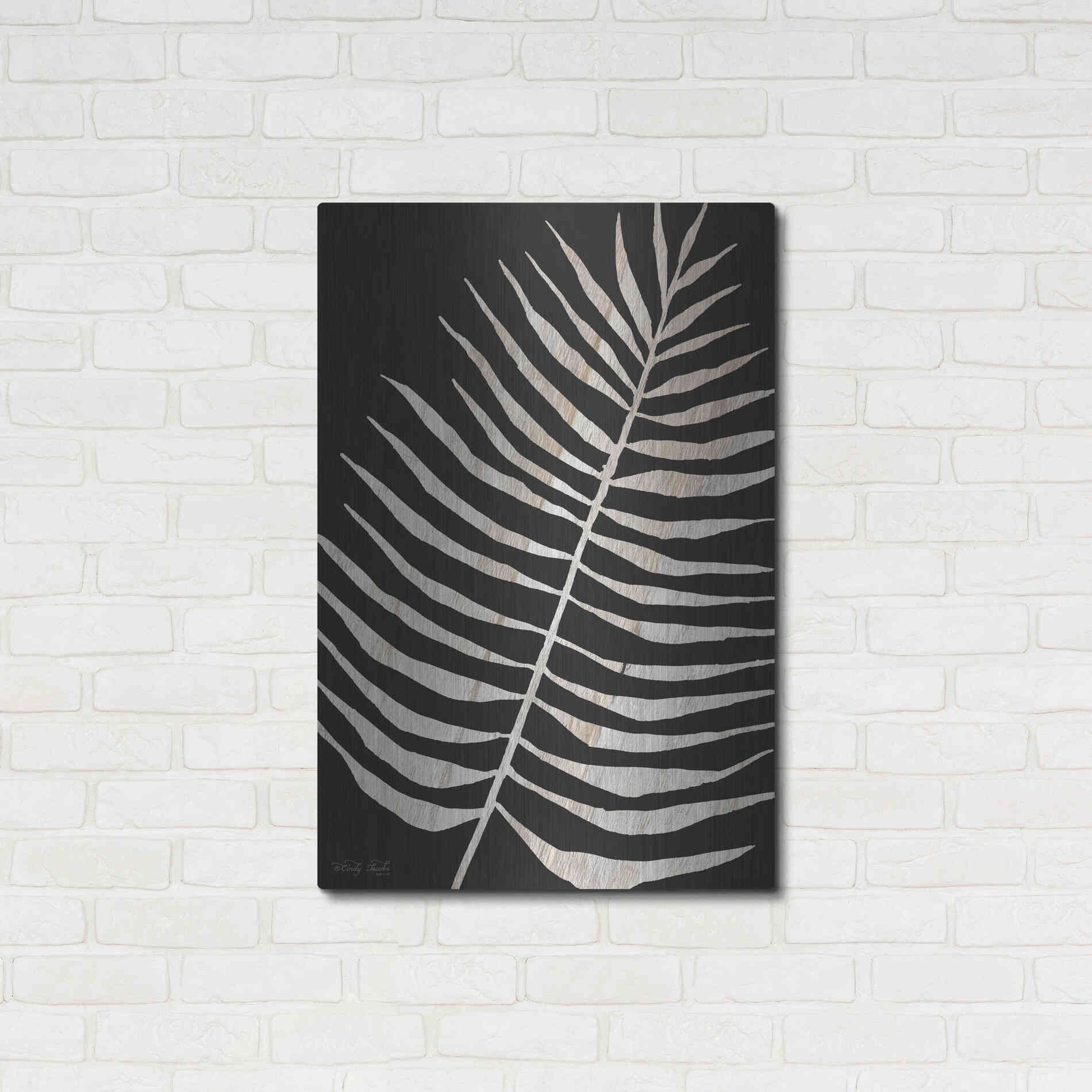 Luxe Metal Art 'Palm Frond Wood Grain I' by Cindy Jacobs, Metal Wall Art,24x36