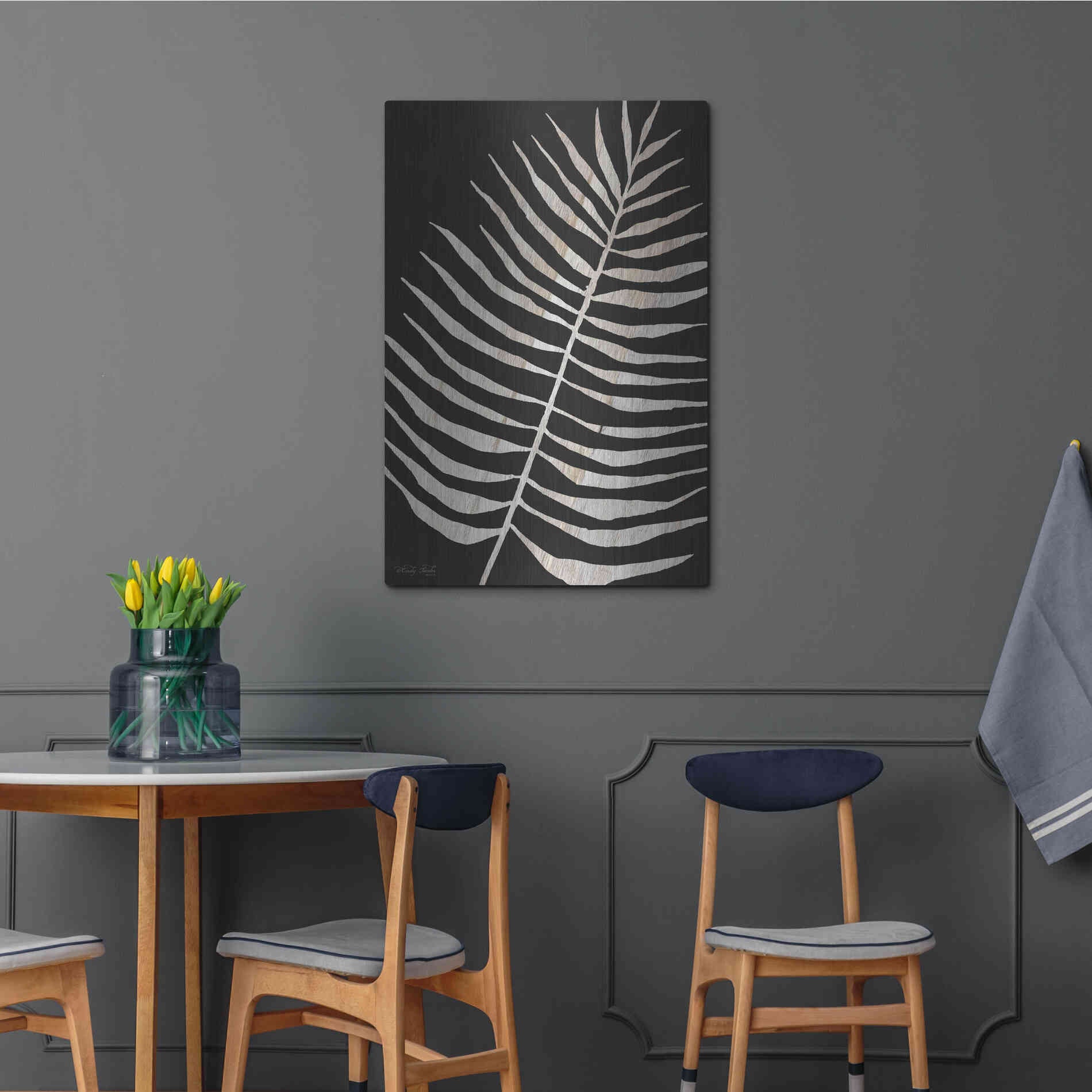 Luxe Metal Art 'Palm Frond Wood Grain I' by Cindy Jacobs, Metal Wall Art,24x36