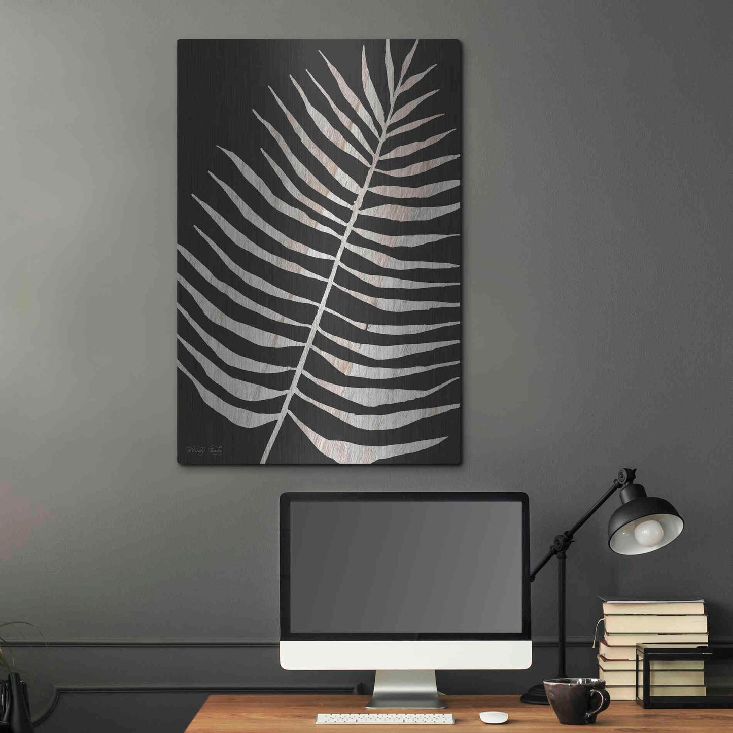Luxe Metal Art 'Palm Frond Wood Grain I' by Cindy Jacobs, Metal Wall Art,24x36