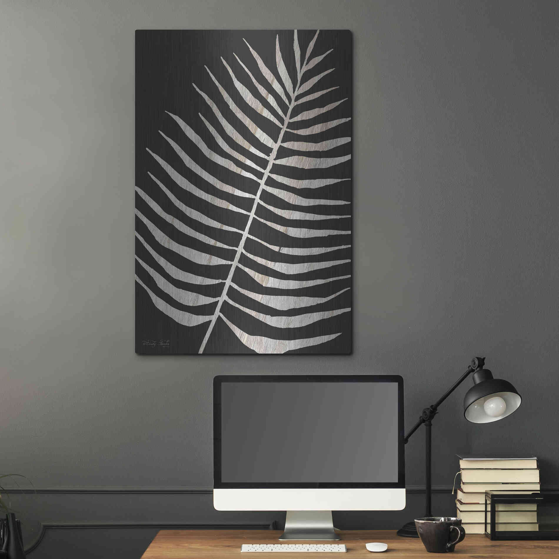 Luxe Metal Art 'Palm Frond Wood Grain I' by Cindy Jacobs, Metal Wall Art,24x36