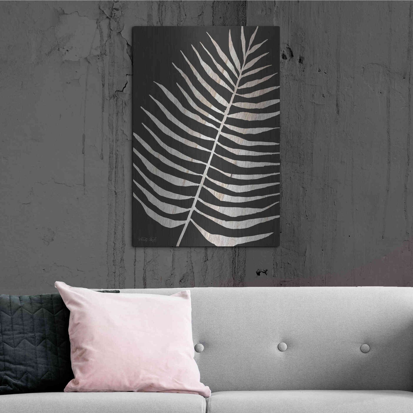 Luxe Metal Art 'Palm Frond Wood Grain I' by Cindy Jacobs, Metal Wall Art,24x36
