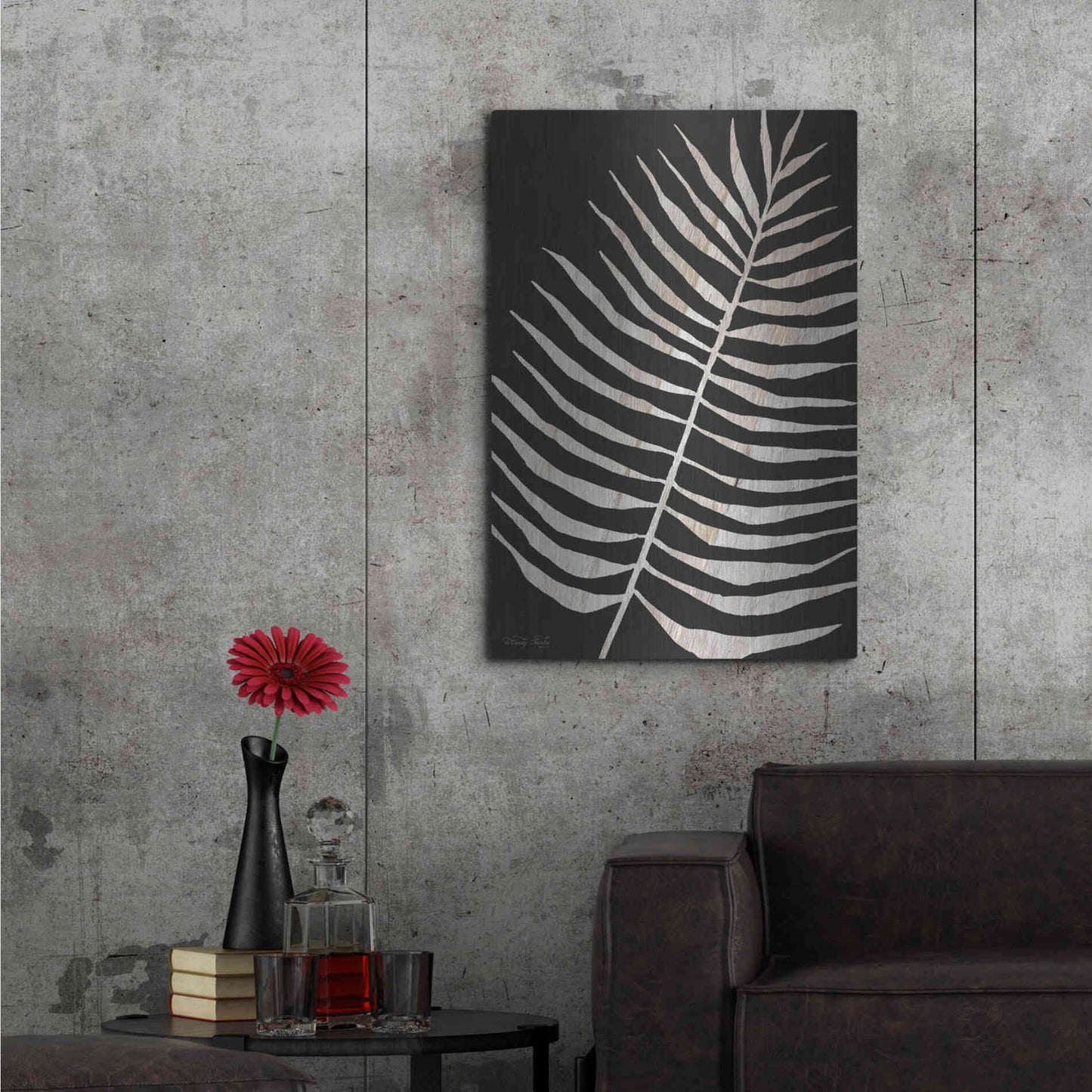 Luxe Metal Art 'Palm Frond Wood Grain I' by Cindy Jacobs, Metal Wall Art,24x36