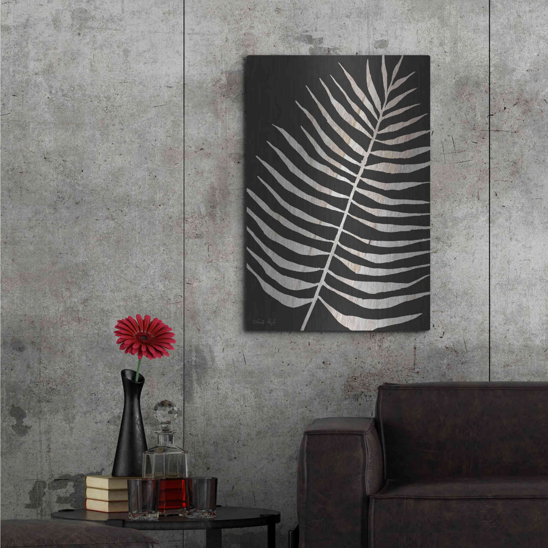 Luxe Metal Art 'Palm Frond Wood Grain I' by Cindy Jacobs, Metal Wall Art,24x36