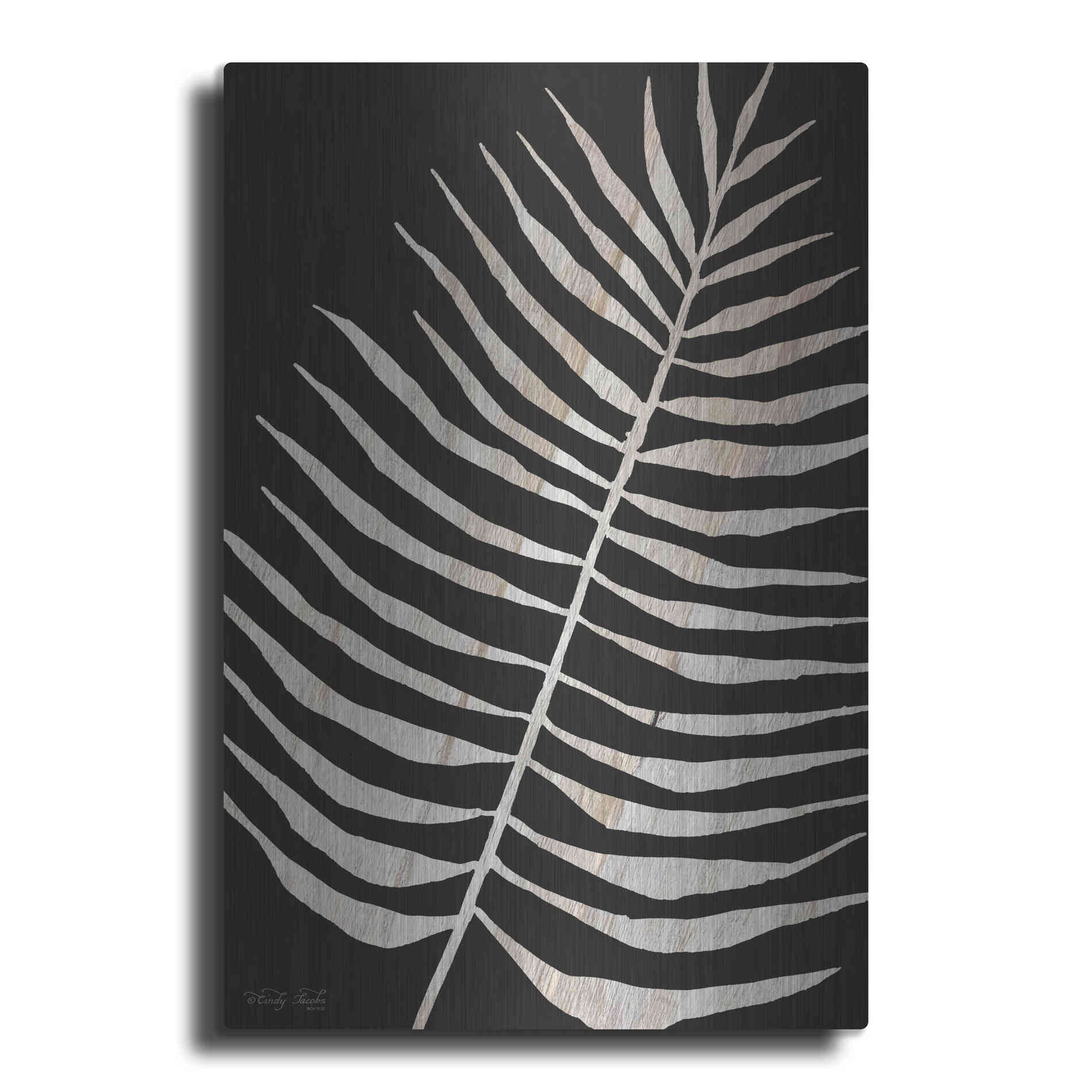 Luxe Metal Art 'Palm Frond Wood Grain I' by Cindy Jacobs, Metal Wall Art