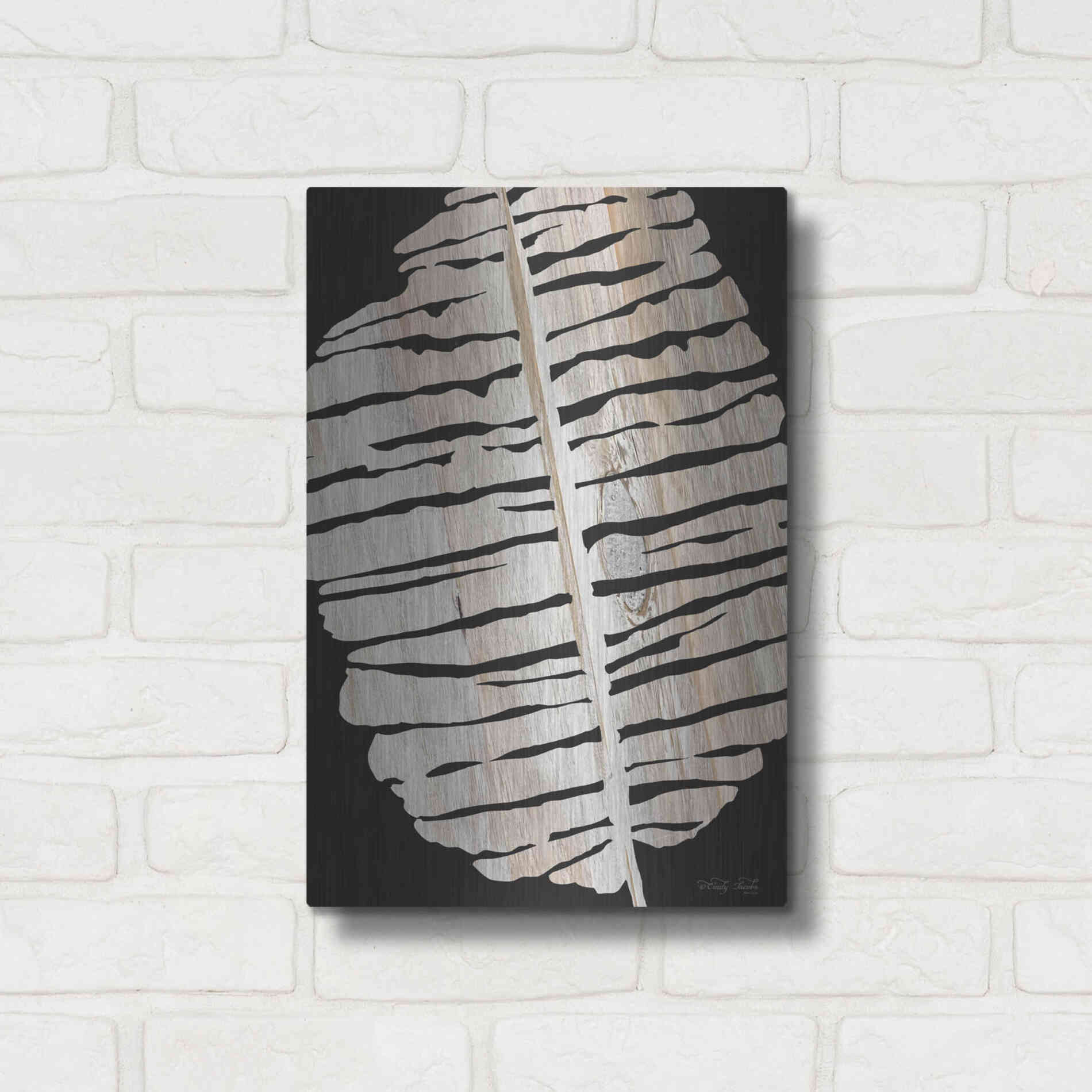 Luxe Metal Art 'Palm Frond Wood Grain II' by Cindy Jacobs, Metal Wall Art,12x16