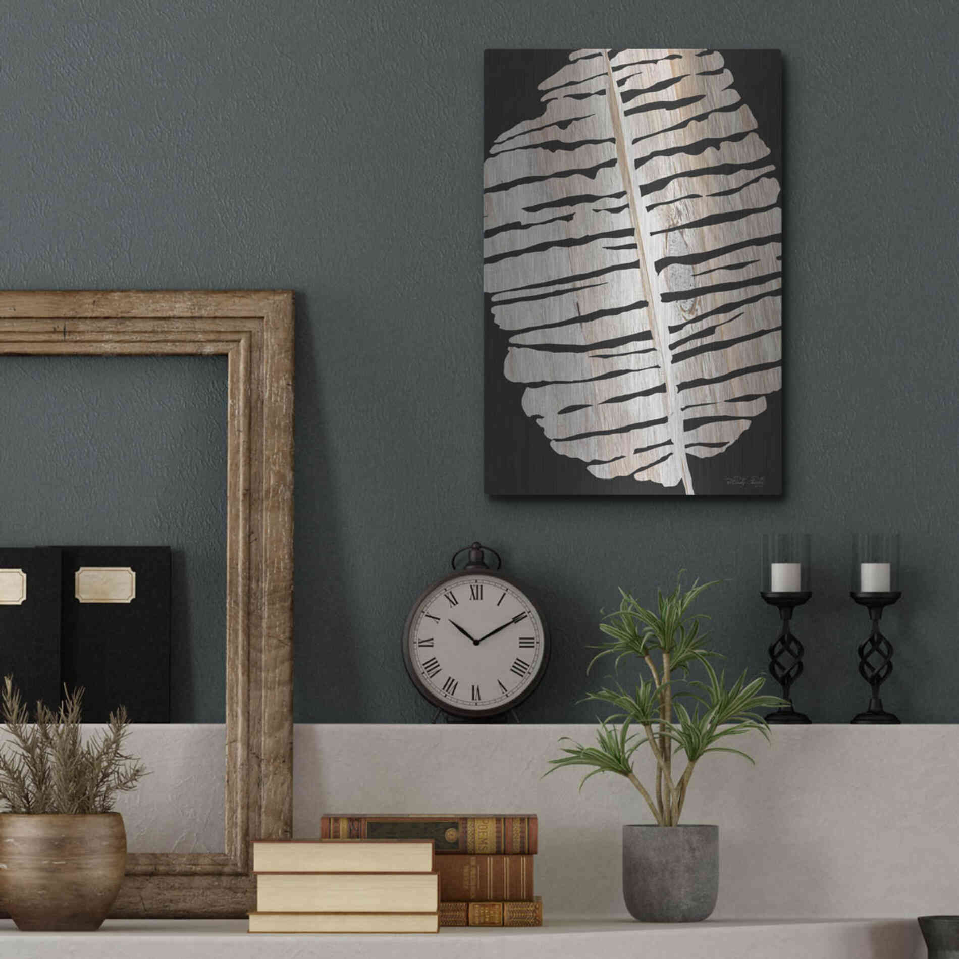 Luxe Metal Art 'Palm Frond Wood Grain II' by Cindy Jacobs, Metal Wall Art,12x16