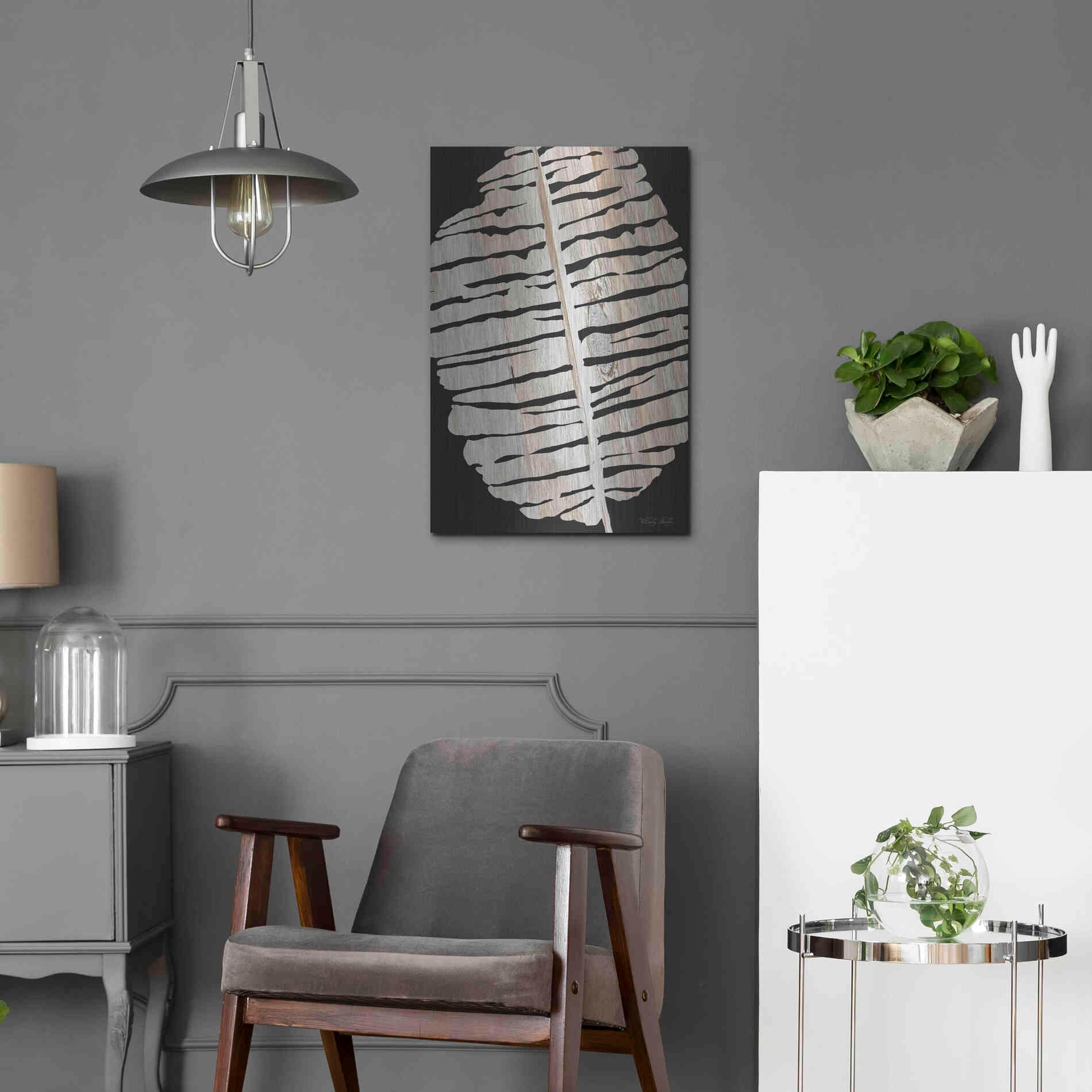 Luxe Metal Art 'Palm Frond Wood Grain II' by Cindy Jacobs, Metal Wall Art,16x24