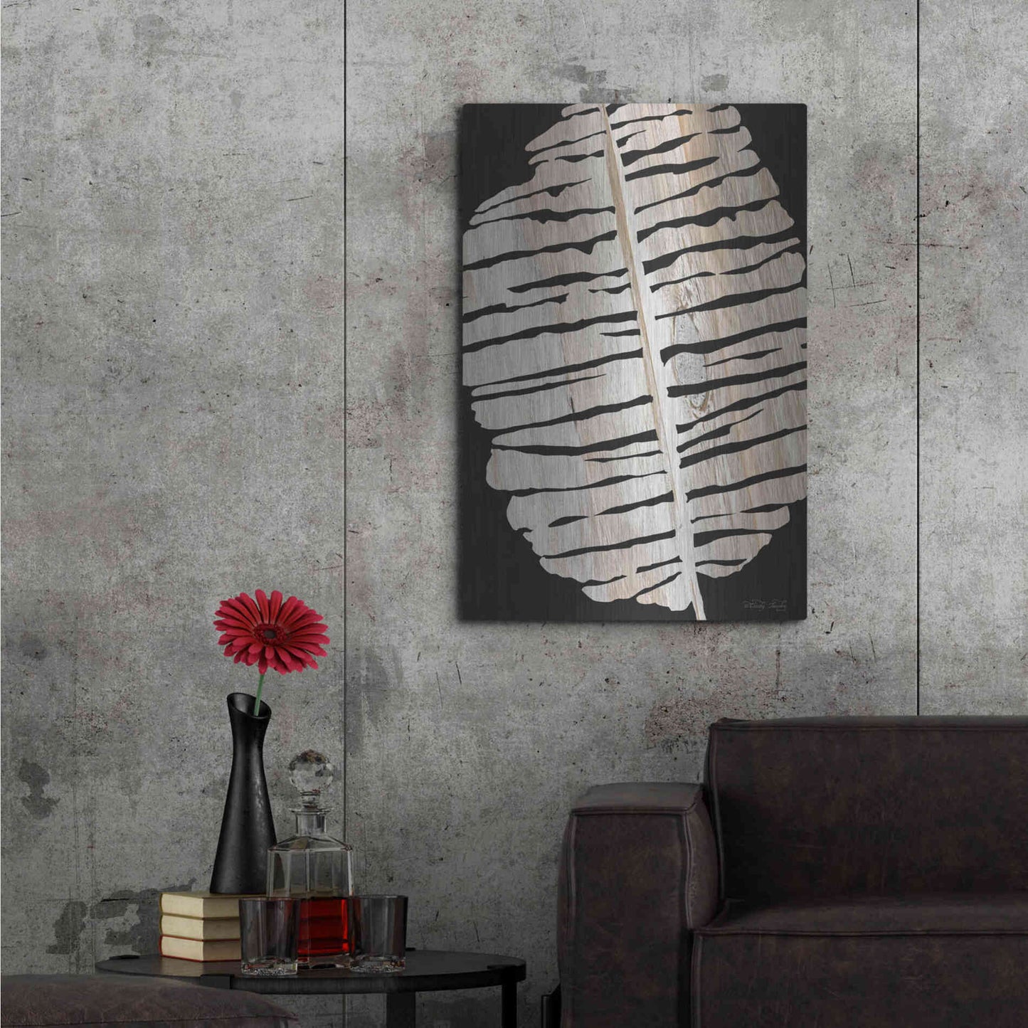 Luxe Metal Art 'Palm Frond Wood Grain II' by Cindy Jacobs, Metal Wall Art,24x36