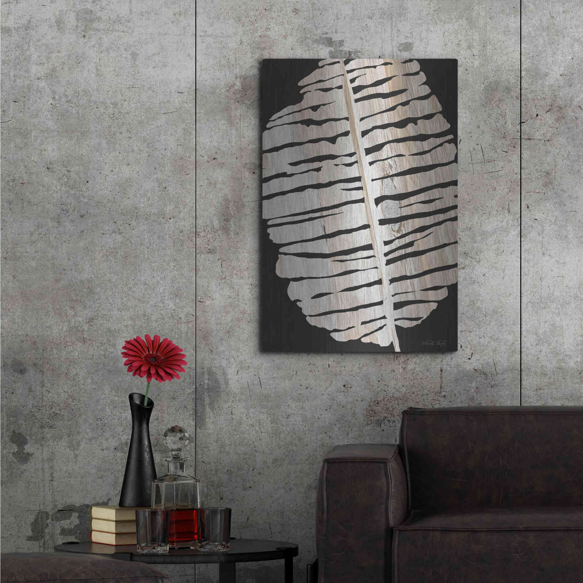 Luxe Metal Art 'Palm Frond Wood Grain II' by Cindy Jacobs, Metal Wall Art,24x36